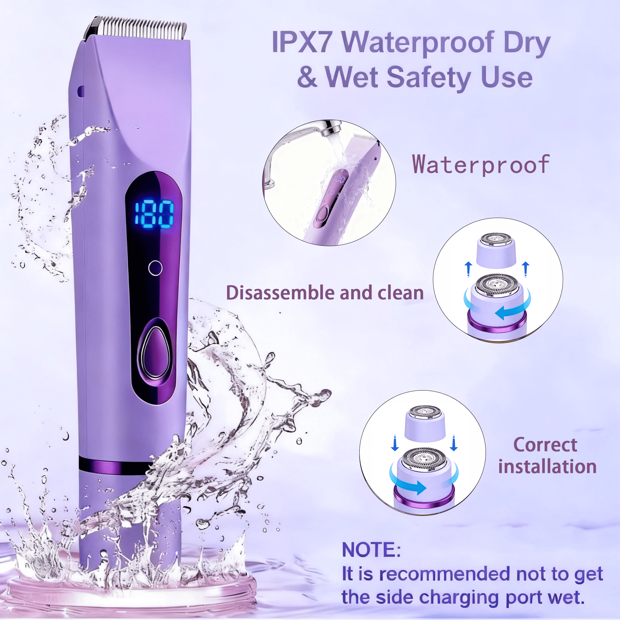 JUUTREN 2-in-1 Electric Bikini Trimmer for Women, Rechargeable Waterproof Shaver for Face and Body (1 Count) 4houk