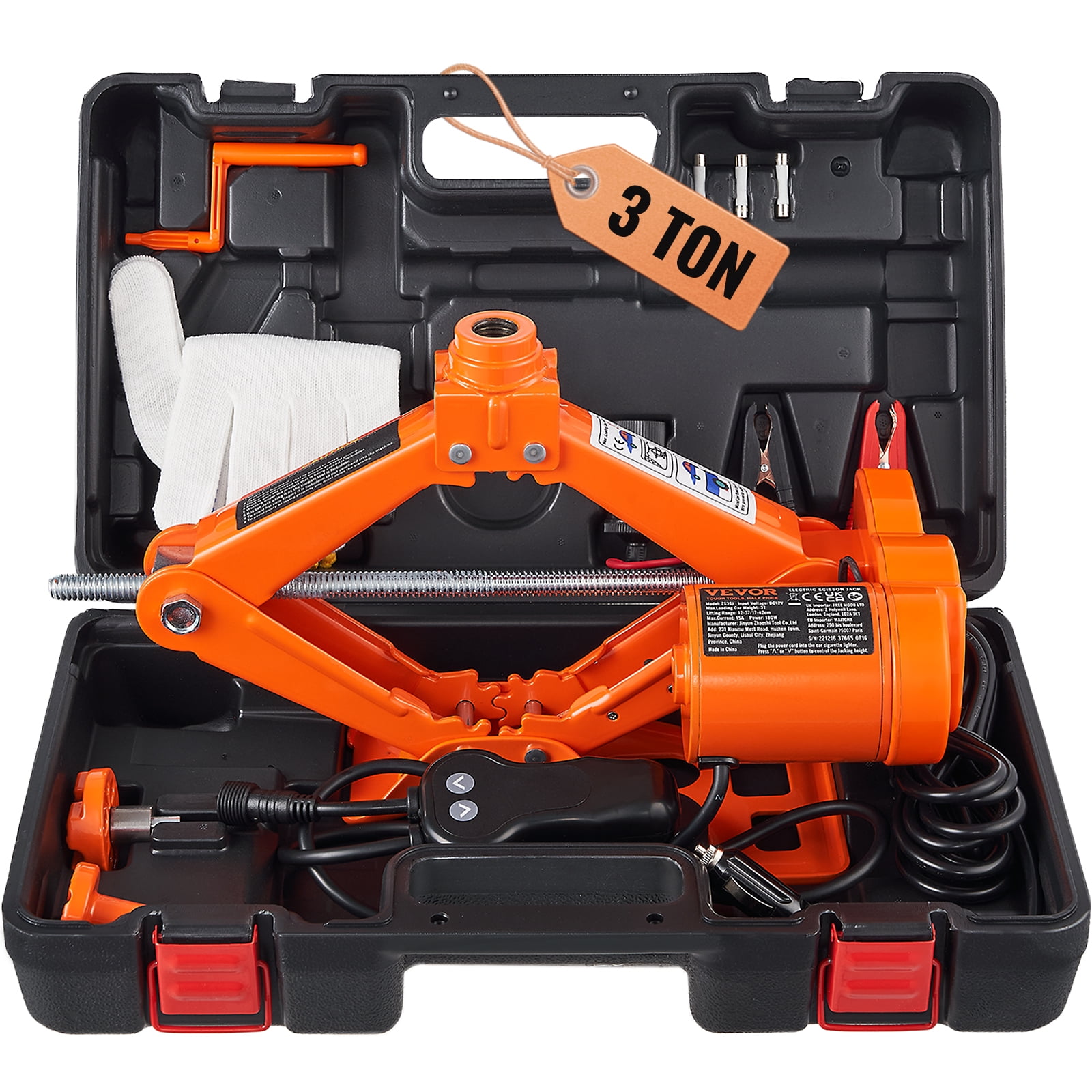 VEVOR Electric Car Jack (3 Ton, Orange) Heavy-Duty Automatic Scissor Lift for SUV and Sedan 07hv5