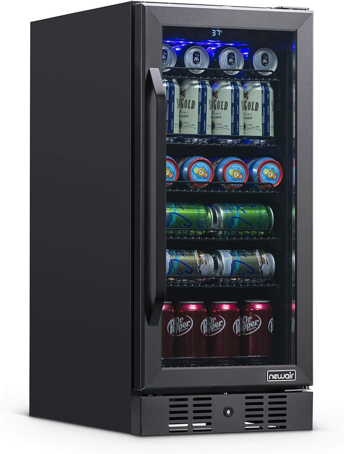 NewAir 15 in Built-in Beverage Refrigerator, Compact Under-Counter Cooler with Digital Thermostat (Black, 96-Capacity) vnykv