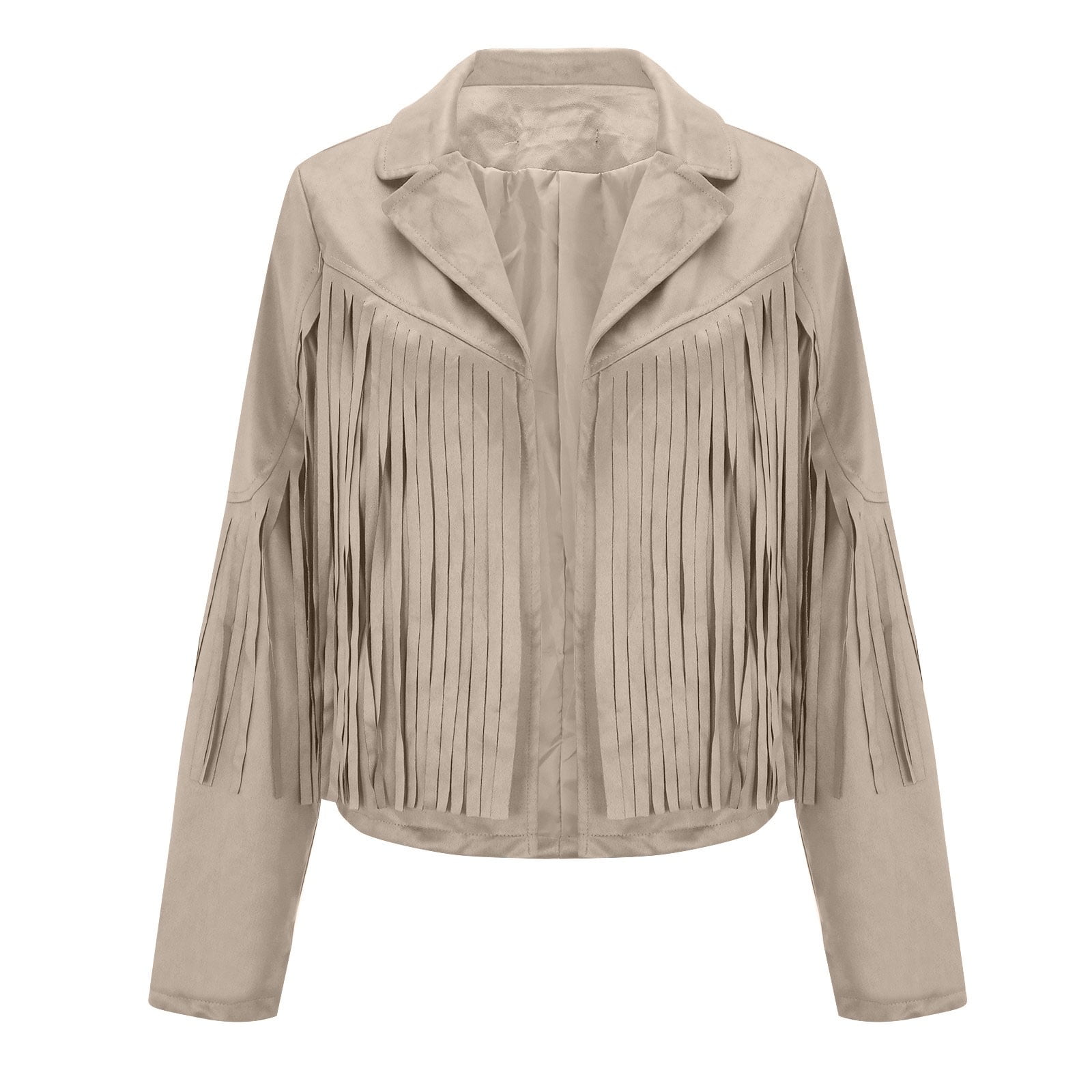 FAVIPT Women's Faux Suede Fringe Jacket Open-Front Western Hippie Cardigan (Black, S) hrbyn