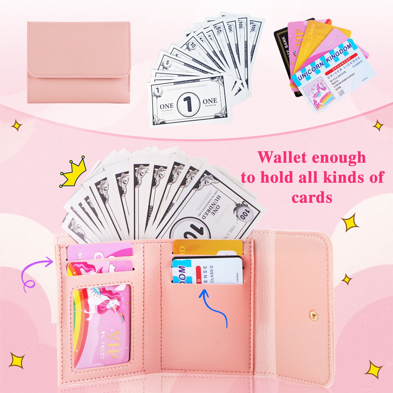 TiokMc Pretend Play Purse Set for Girls, 38-Piece Toddler Handbag with Makeup Toys and Accessories (Pink, 1.01 lb) 0741z
