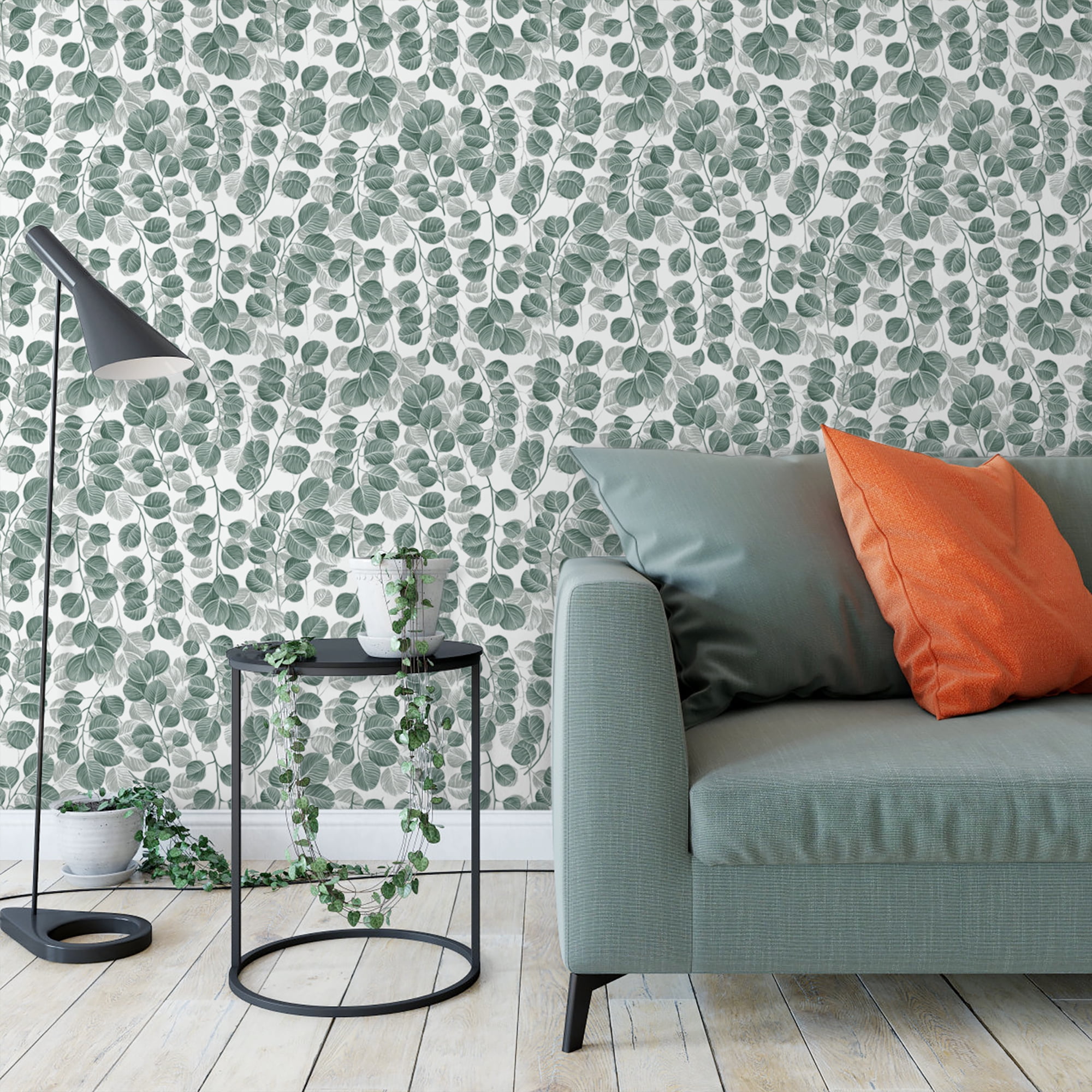 Abyssaly Peel and Stick Wallpaper Floral Green Leaf Contact Paper (Green, 17.7 in x 118 in) 52i7s