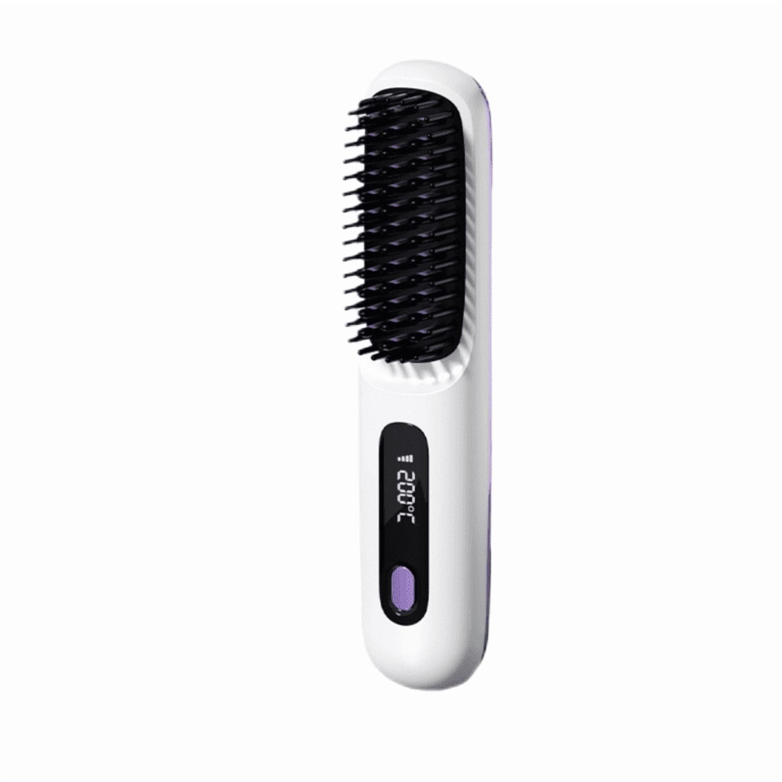 Generic Cordless Hair Straightener Brush, Portable Ceramic Hot Comb with LCD Display (Black, 1 Count) u3yae
