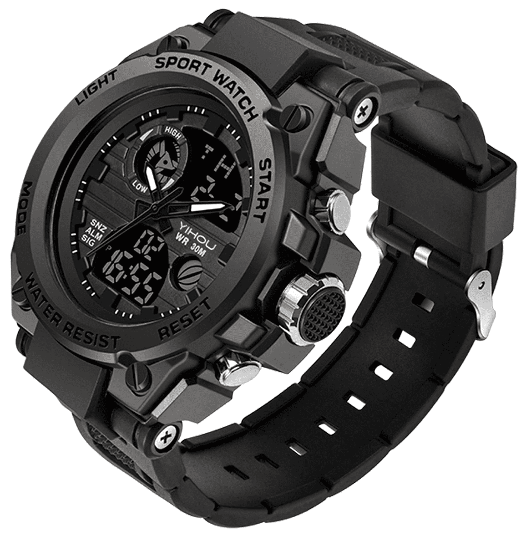 Findtime Men's Military Tactical Digital Analog Watch Waterproof Outdoor Sports Wristwatch (Black, 2 in) v3kwd
