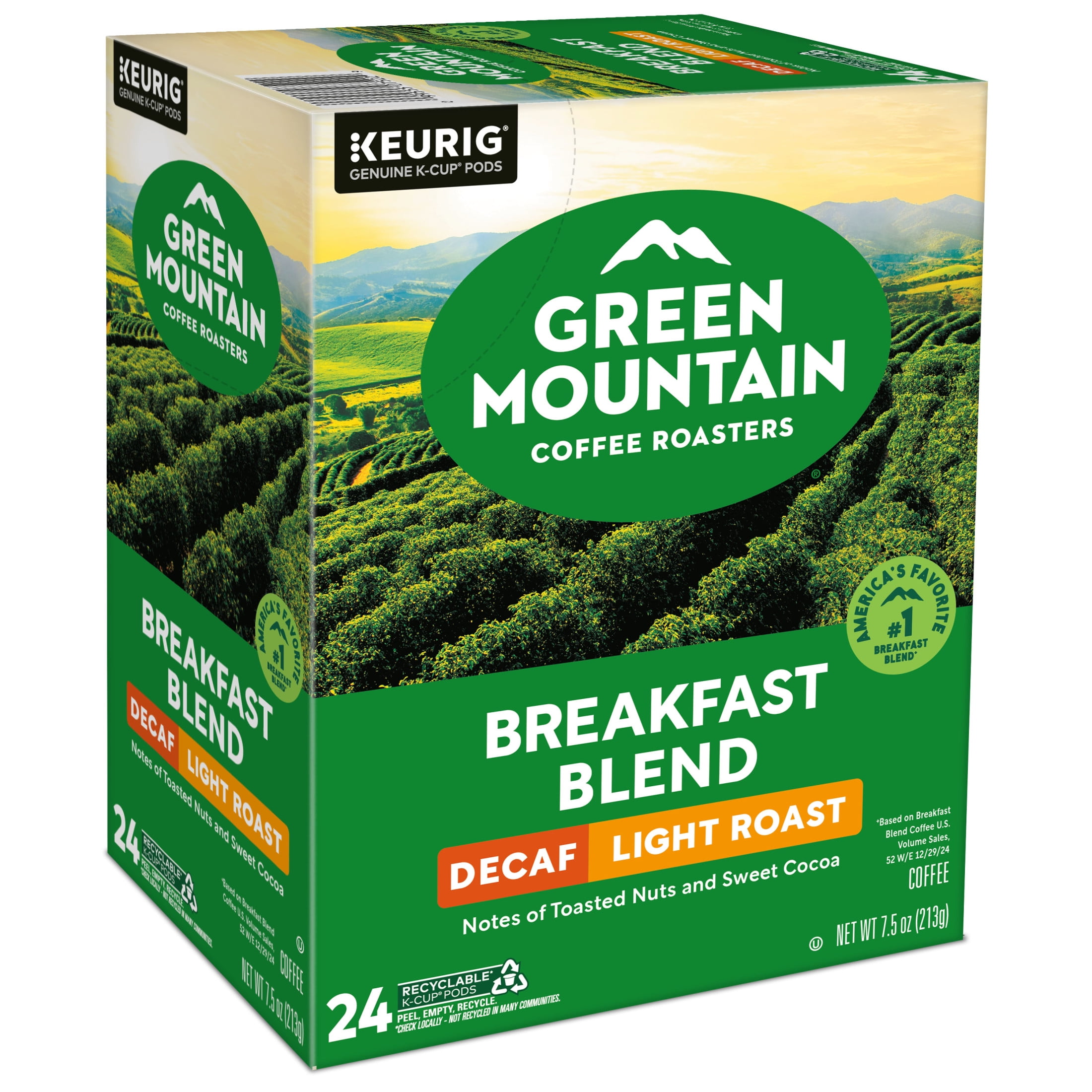 Green Mountain Coffee Roasters Decaf Breakfast Blend Light Roast Coffee Pods (24 Count) xdi2k