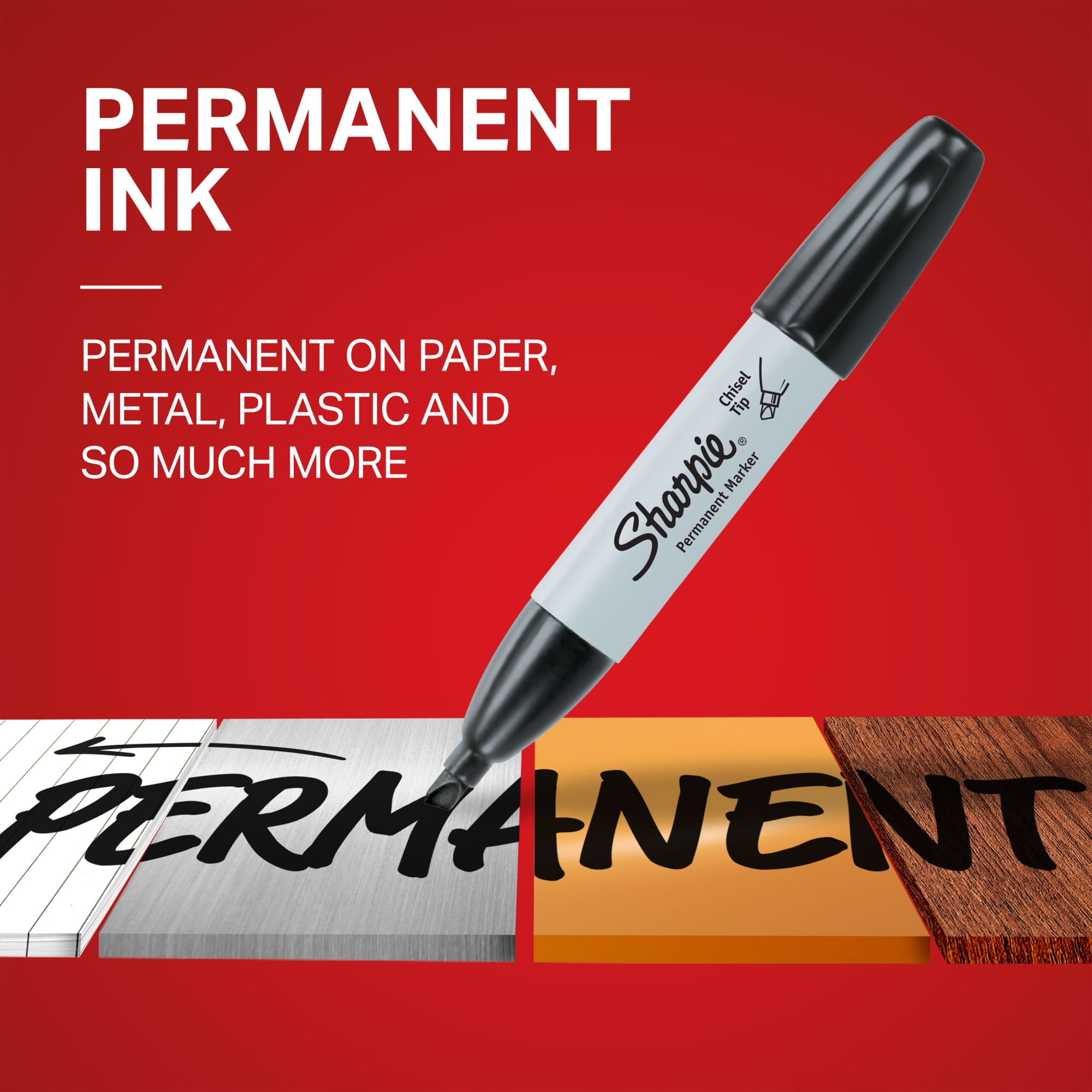 Sharpie Permanent Markers, Chisel Tip, Quick-drying Ink, Black (4 Count) fzynz