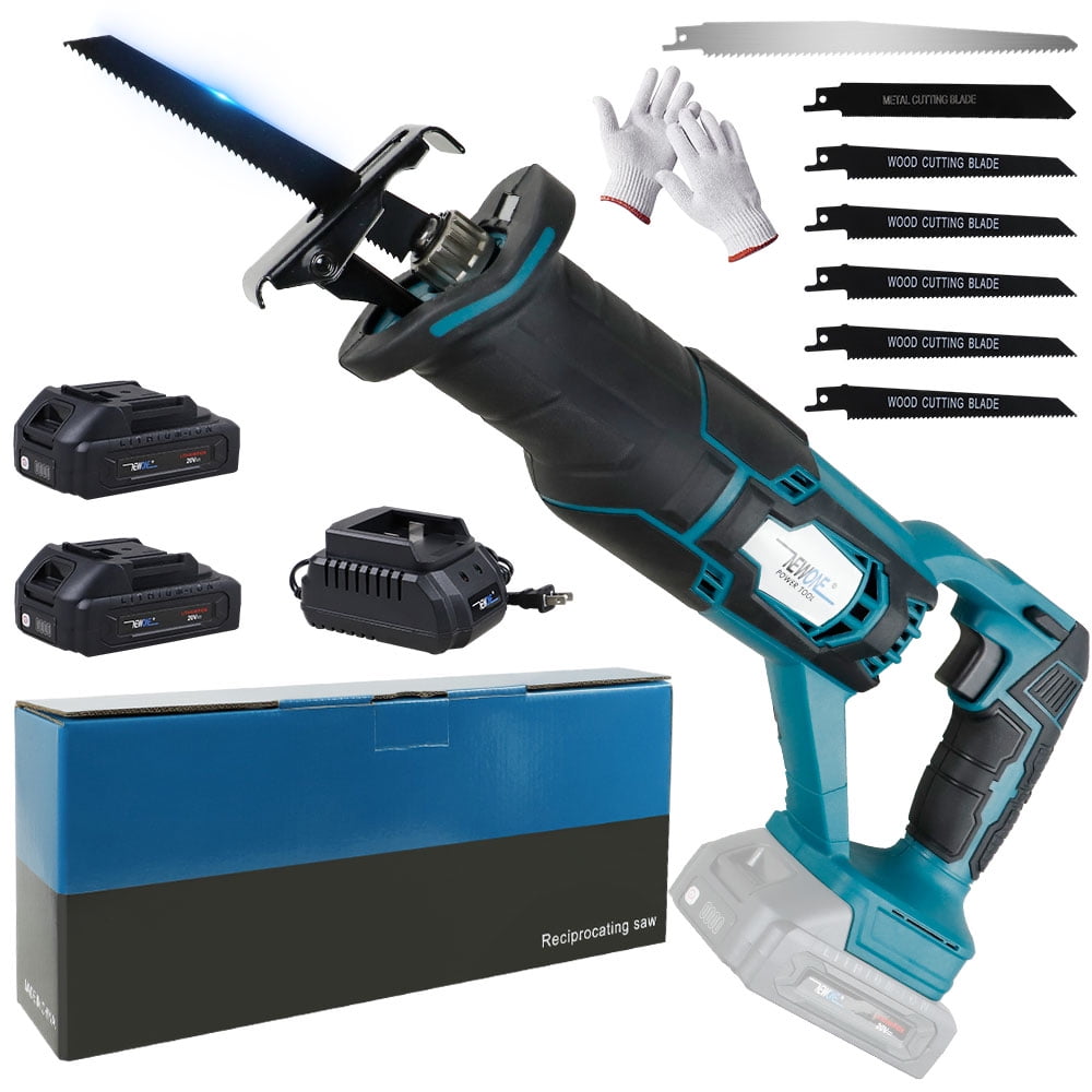 NEWONE Cordless Reciprocating Saw Kit 20V Brushless Motor with 2 Batteries and 7 Saw Blades (20V, 7-Piece Set) ilqss