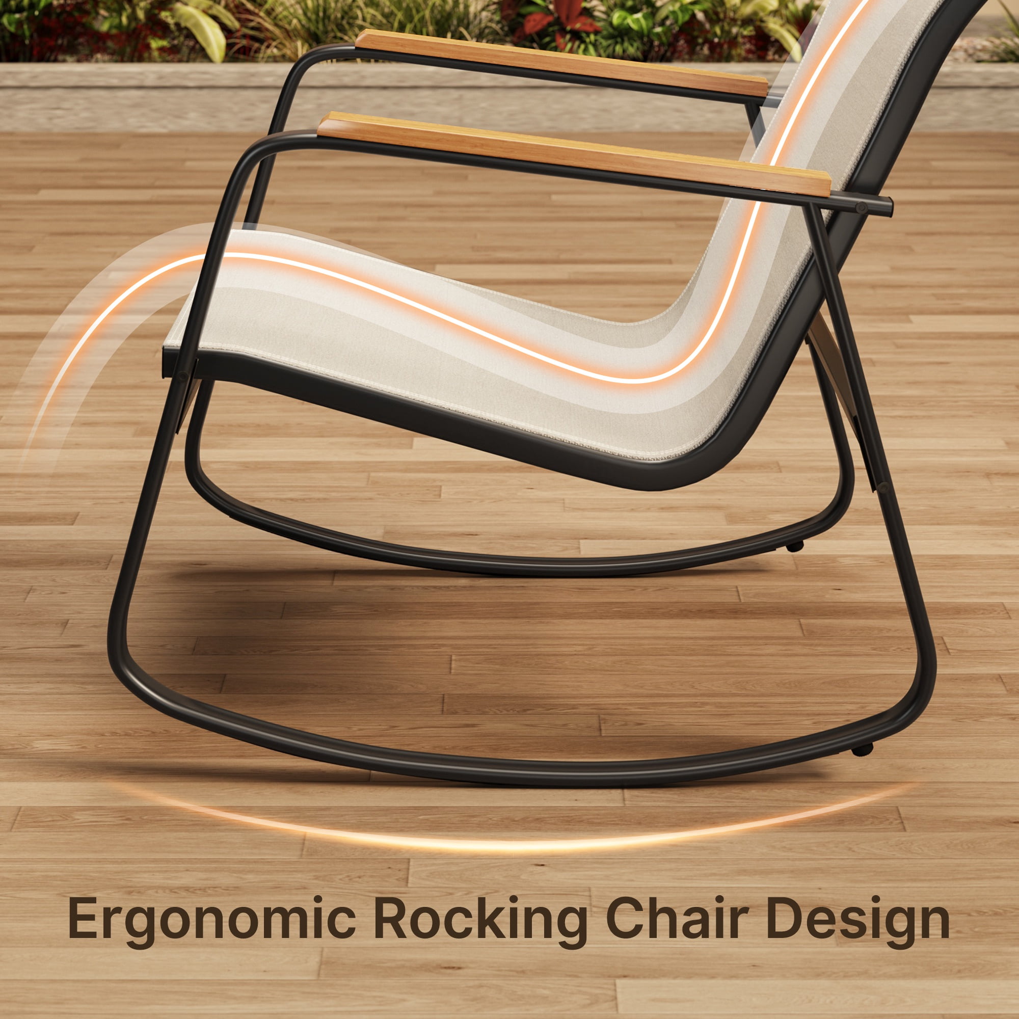 Lofka 4-Piece Patio Conversation Set with Rocking Chairs, Loveseat, and Glass Coffee Table (Gray, 4-Piece Set) zm9ee