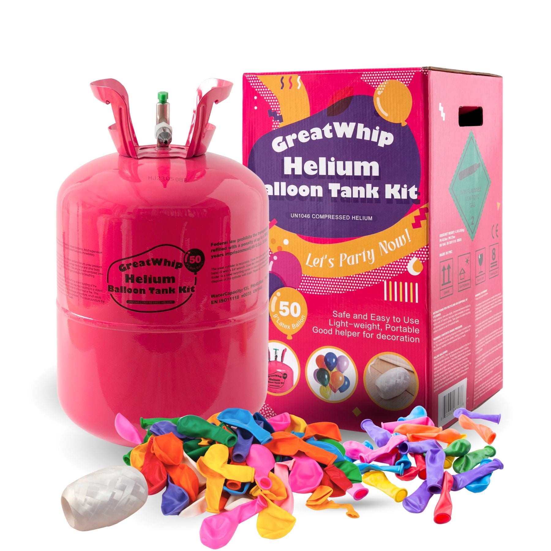 GreatWhip Helium Tank for Party Balloons (50 Latex Balloon Capacity, 13 L) f4t36