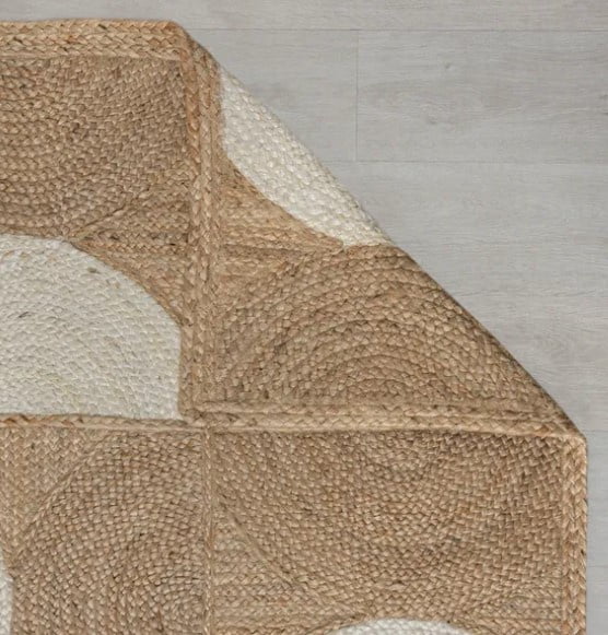ColorFullHouse Indian Handmade Braided Jute Area Rug, Natural Fiber Floor Decor Carpet (White, 2 ft x 4 ft) kdram