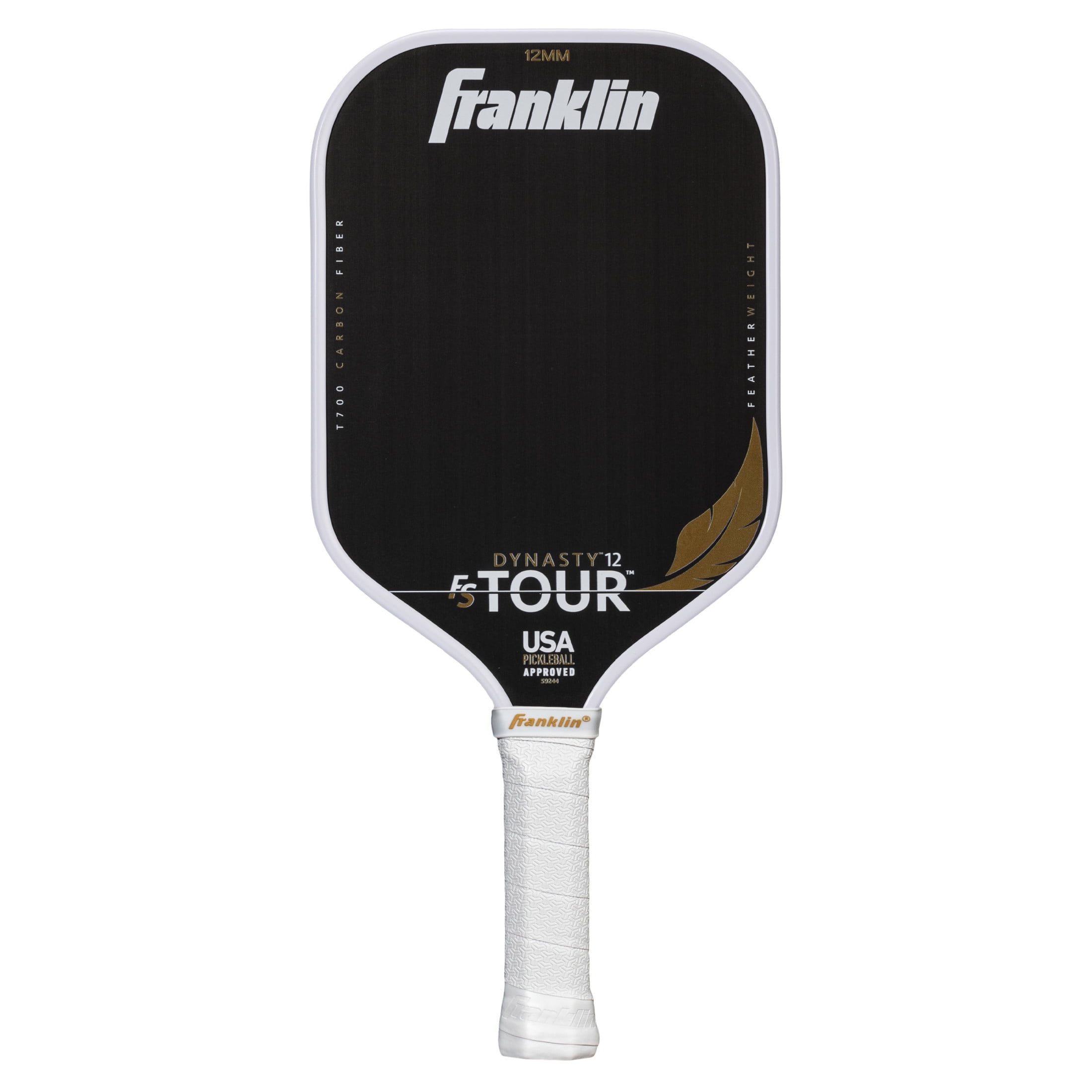Franklin Sports Pro Pickleball Paddle FS Tour Featherweight Series Raw Carbon Fiber Surface (White, 7.6 oz) 2d8p7