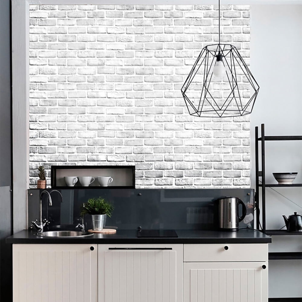 Openpig Peel and Stick Brick Wallpaper, Realistic 3D Faux Wall Covering for Home Decor (White, 17.7 in x 39.3 in) f9ziv