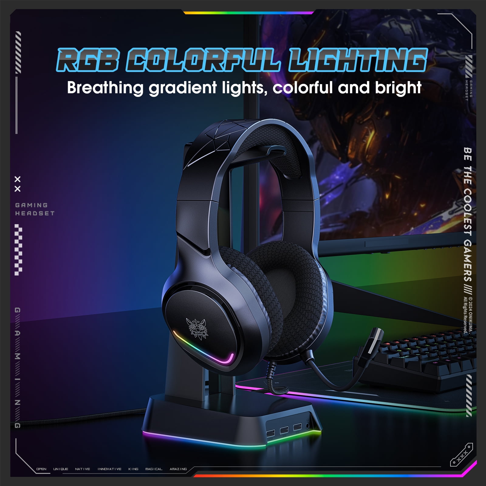 Siivton Gaming Headset with Noise Cancelling Microphone, Over-Ear Stereo Headphones for PC, PS4, PS5, Xbox (Black, 1 Pack) 5z4du
