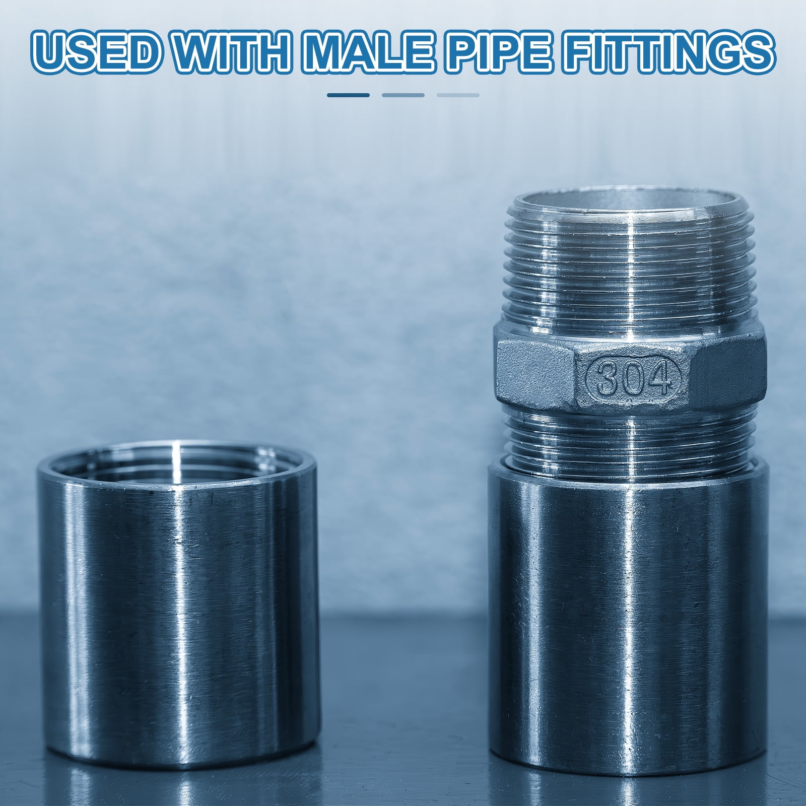 Uxcell Stainless Steel Pipe Coupling, Straight Connector Adapter for Pump Accessories (Silver, 1/8 in x 1/8 in Female BSP, 2 Pack) 6cde6