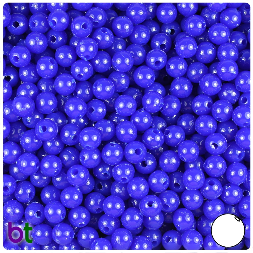 BeadTin Round Plastic Craft Beads, Opaque Finish (Royal Blue, 500 Count) 0efne