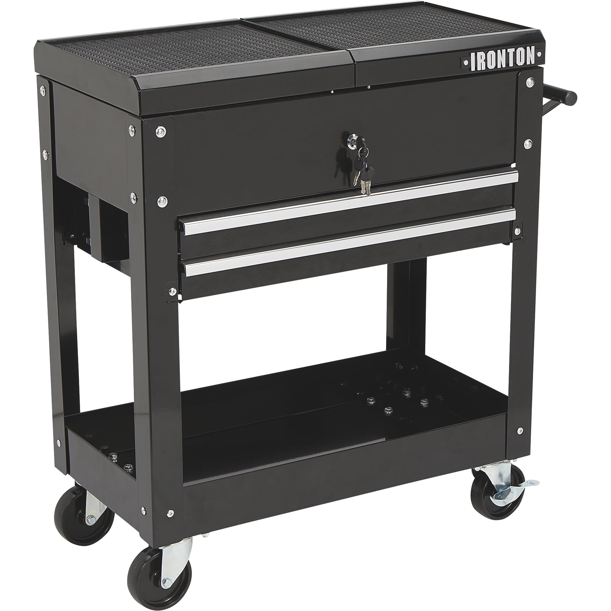 Ironton 2-Drawer Rolling Tool Cart, Heavy-Duty Steel Storage Organizer (Black, 30.5 in. L x 14.5 in. W x 33 in. H) eu6bj