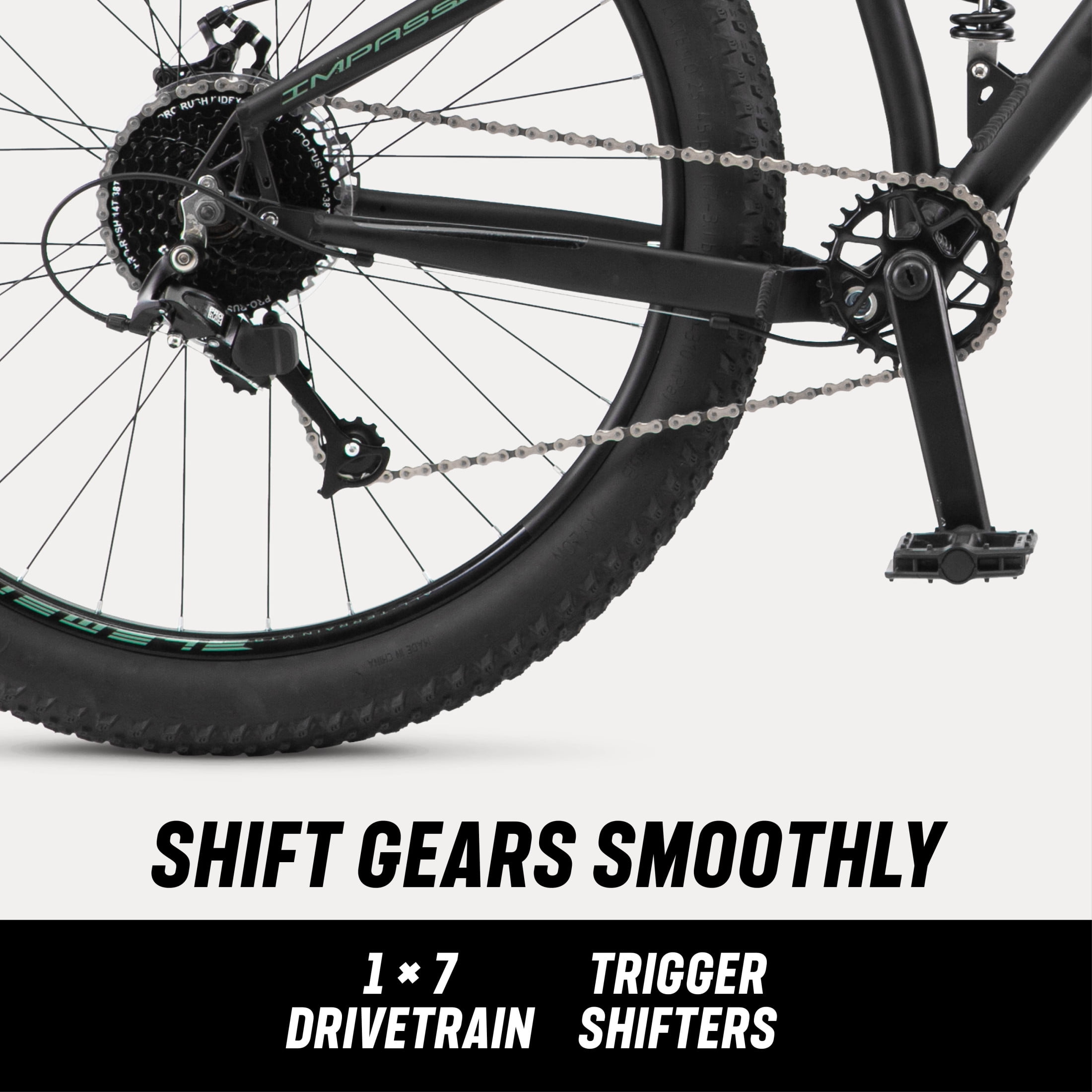 Mongoose Impasse Mountain Bike, Durable Aluminum Frame, All-Terrain Trail Performance (Matte Black, 27.5 in) qyg7j