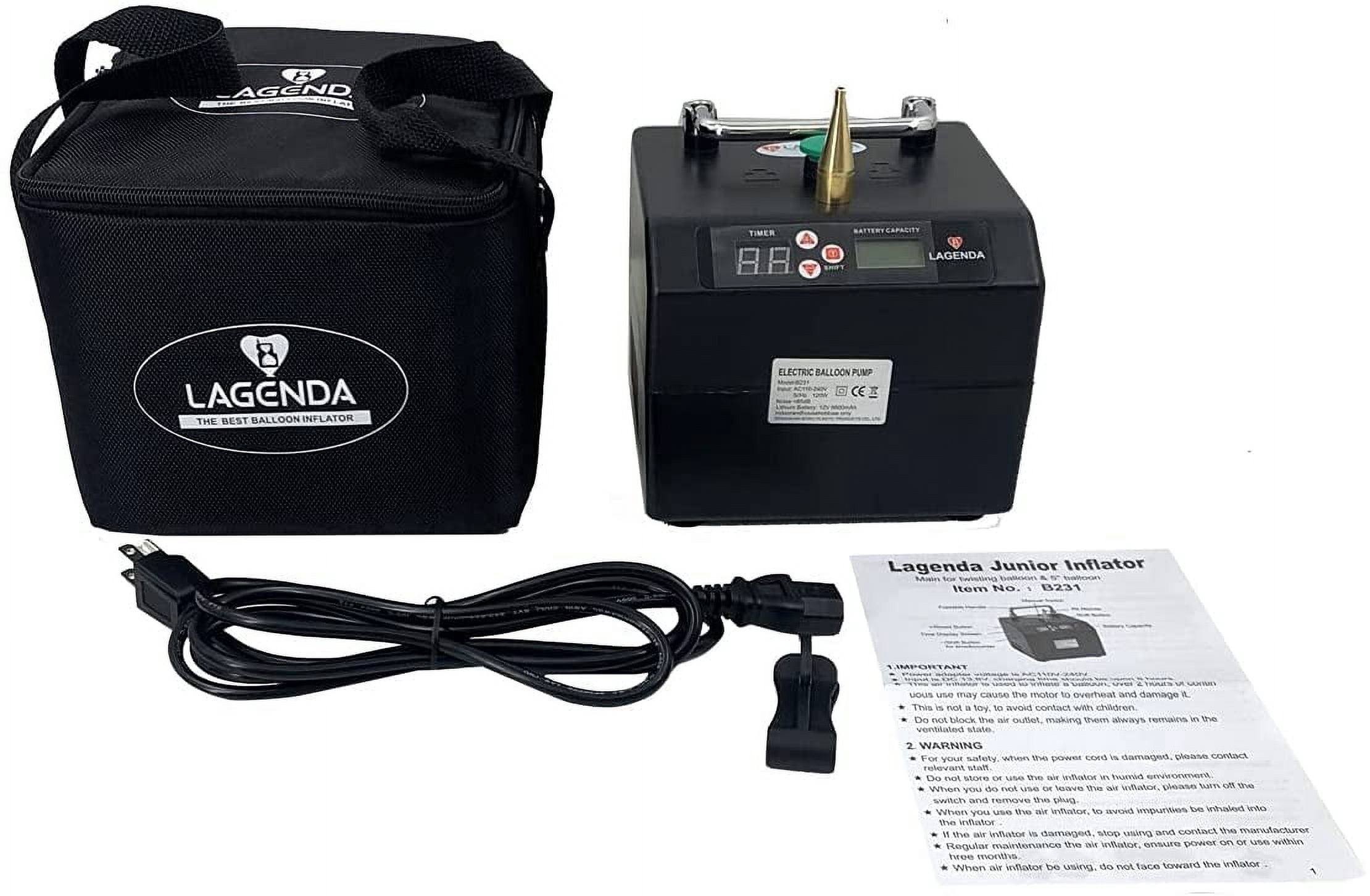 ECUTEE Electric Balloon Pump with Timer and Battery Display (Black, 5.5 x 5.5 x 6.7 in) k5cxb