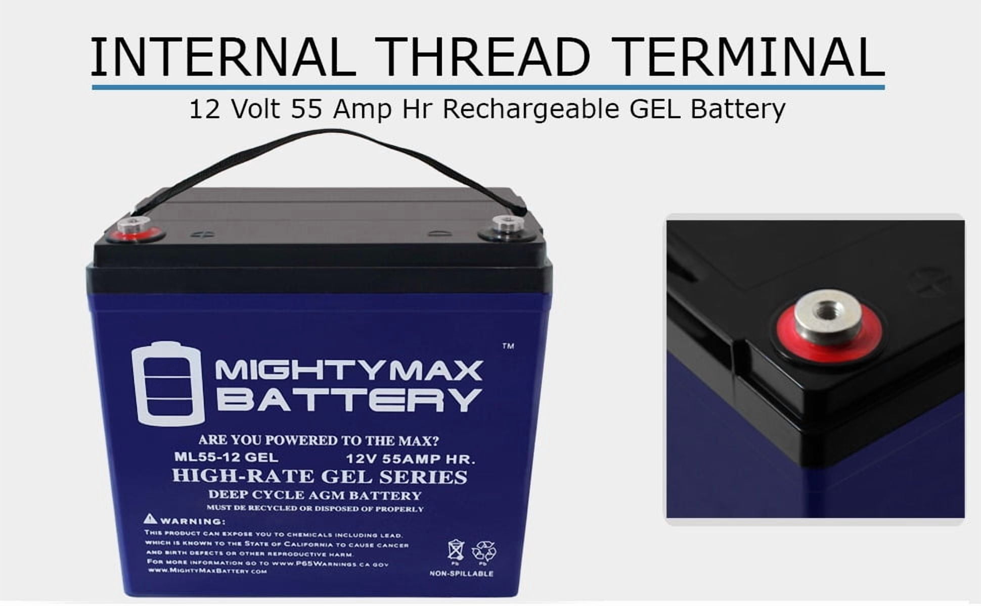 Mighty Max Battery 12V 55AH GEL Replacement Battery for MK M22NF SLD G (55AH) pbh7g