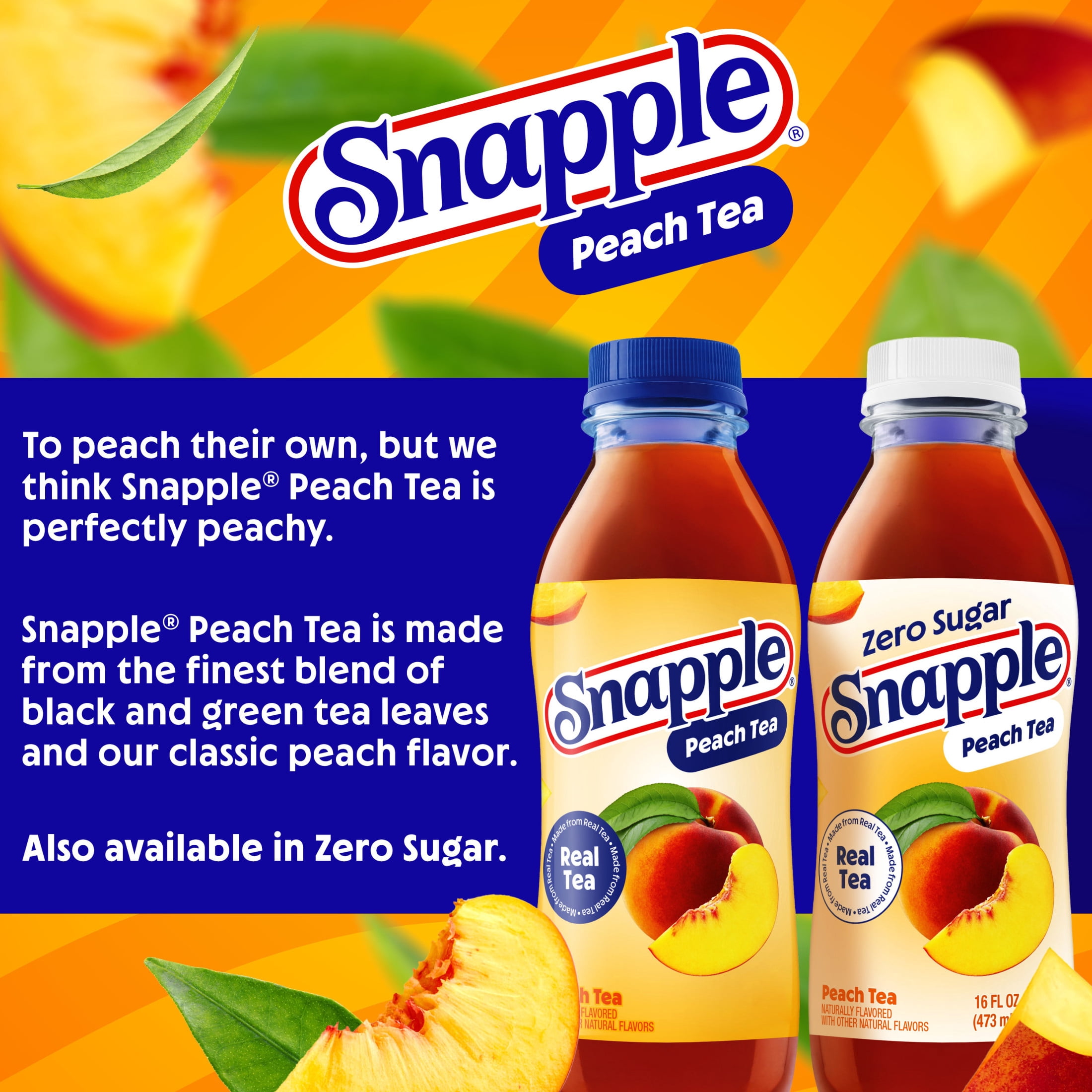 Snapple Peach Tea, All Natural Black and Green Tea Blend (6 Pack, 16 fl oz) b2a5p