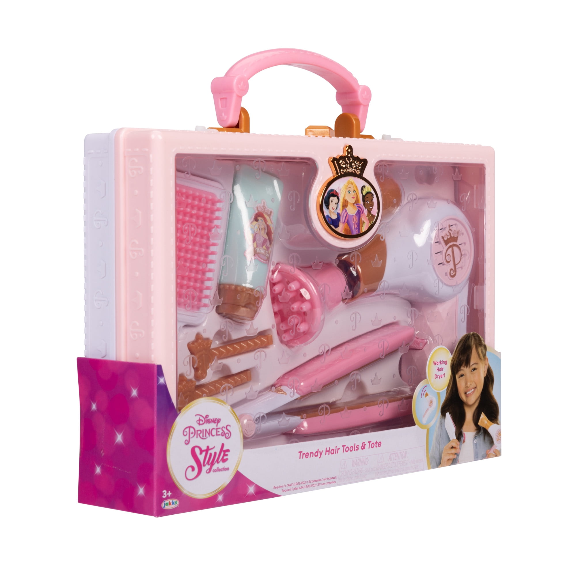 Disney Princess Style Collection Hair Styling Tote Set (Pink, 10-Piece) ga5l0