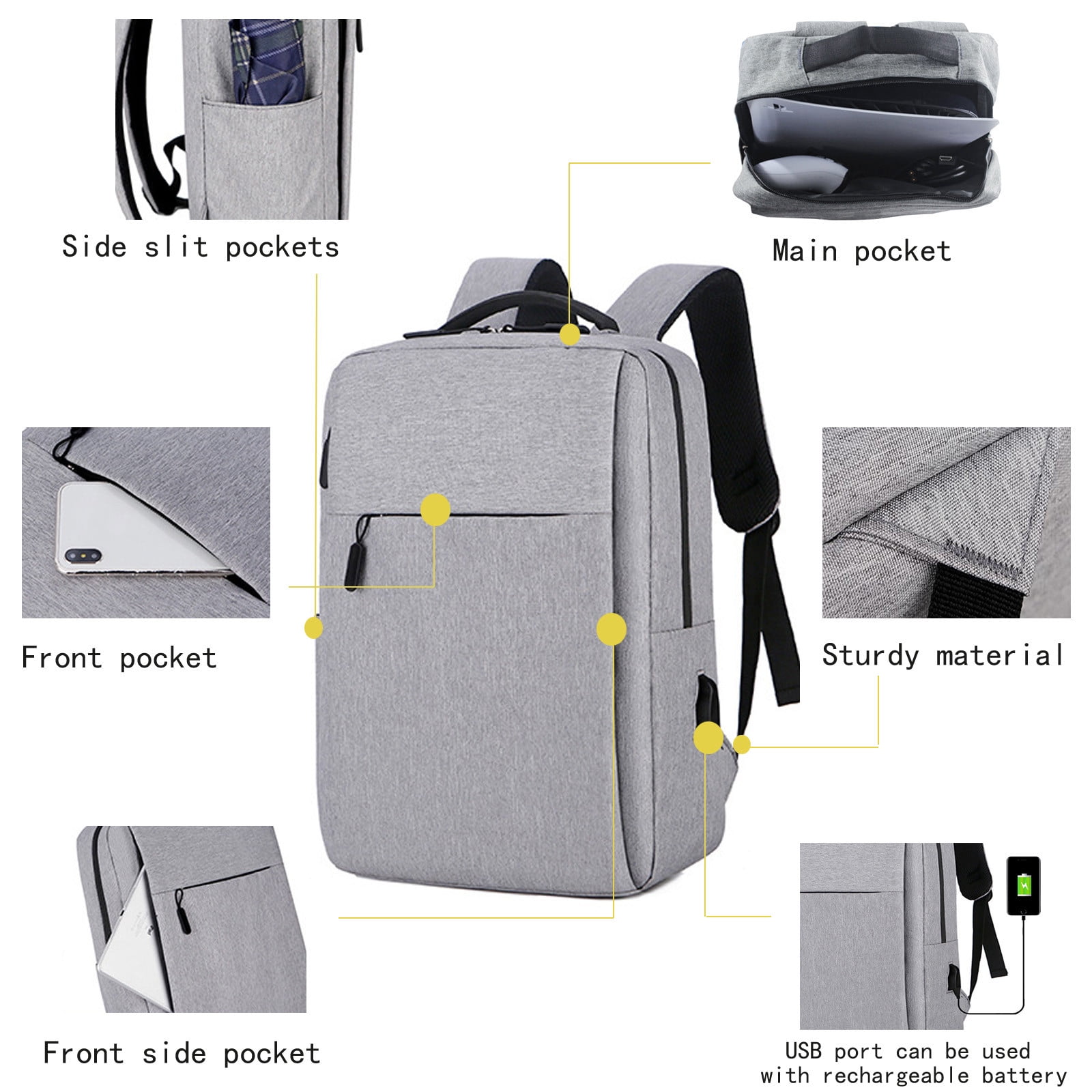 TOPRenddon Game Console Travel Bag, Shockproof Carrying Case for Disc and Digital Edition with USB Charging Port (Grey, 16.5 x 11.8 x 5.1 in) srgcd
