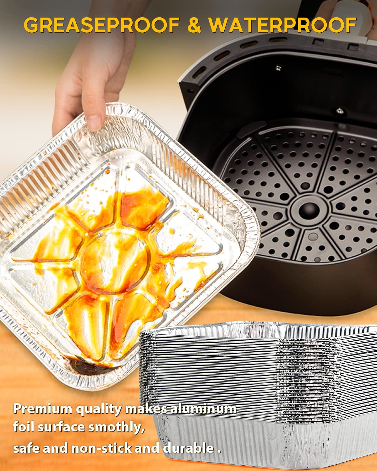 Katbite 8 x 8 Aluminum Foil Pans, Disposable Square Baking Trays for Cooking and Storage (Silver, 25 Count) r8qry