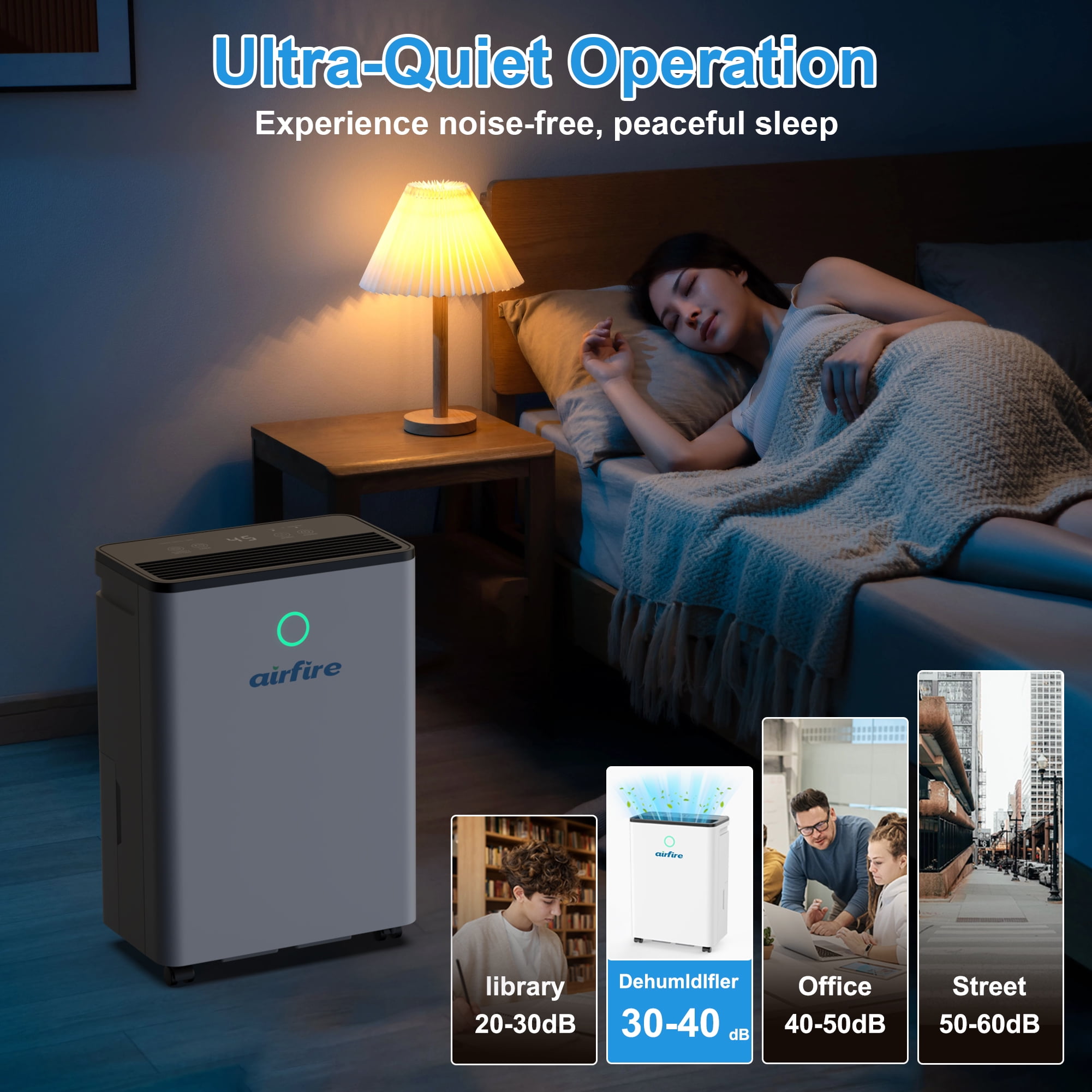 AIRFIRE Dehumidifier for Home and Basement, Efficient Moisture Removal with Drain Hose and Humidity Sensor (19 Pint, 0.66 gal) 93ye1