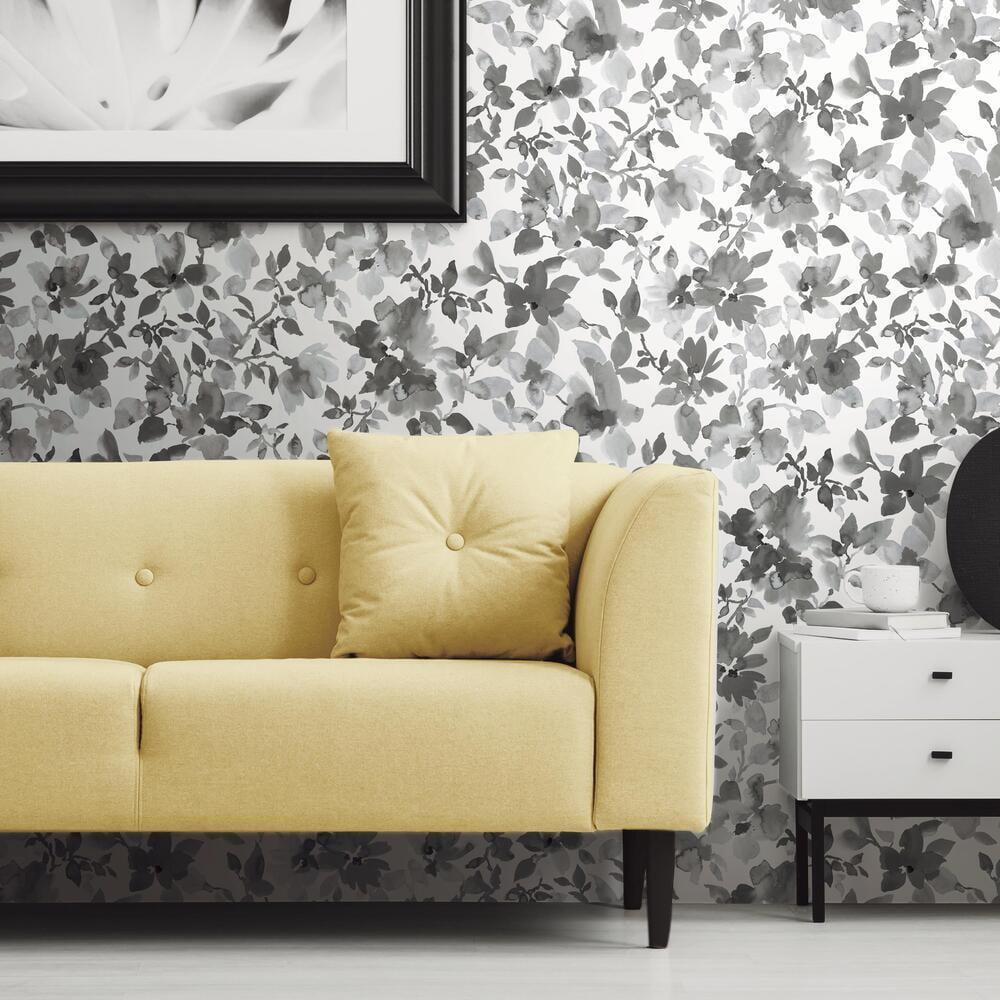 RoomMates Floral Peel and Stick Wallpaper, Removable Self-Adhesive Wall Decor (Light Pink, 28.18 sq ft) 01qoa