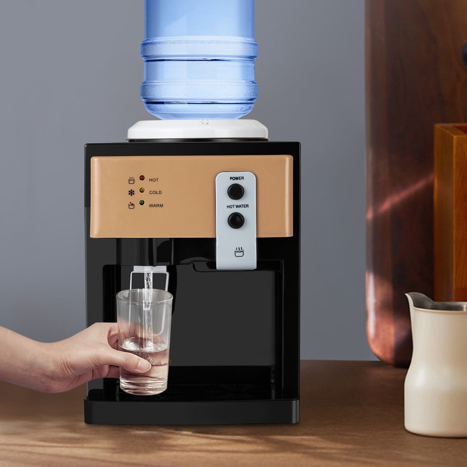 Generic Top Loading Countertop Water Dispenser with Hot and Cold Temperature Settings (Black, 1.2 to 5 Gallon Capacity) kk2rt
