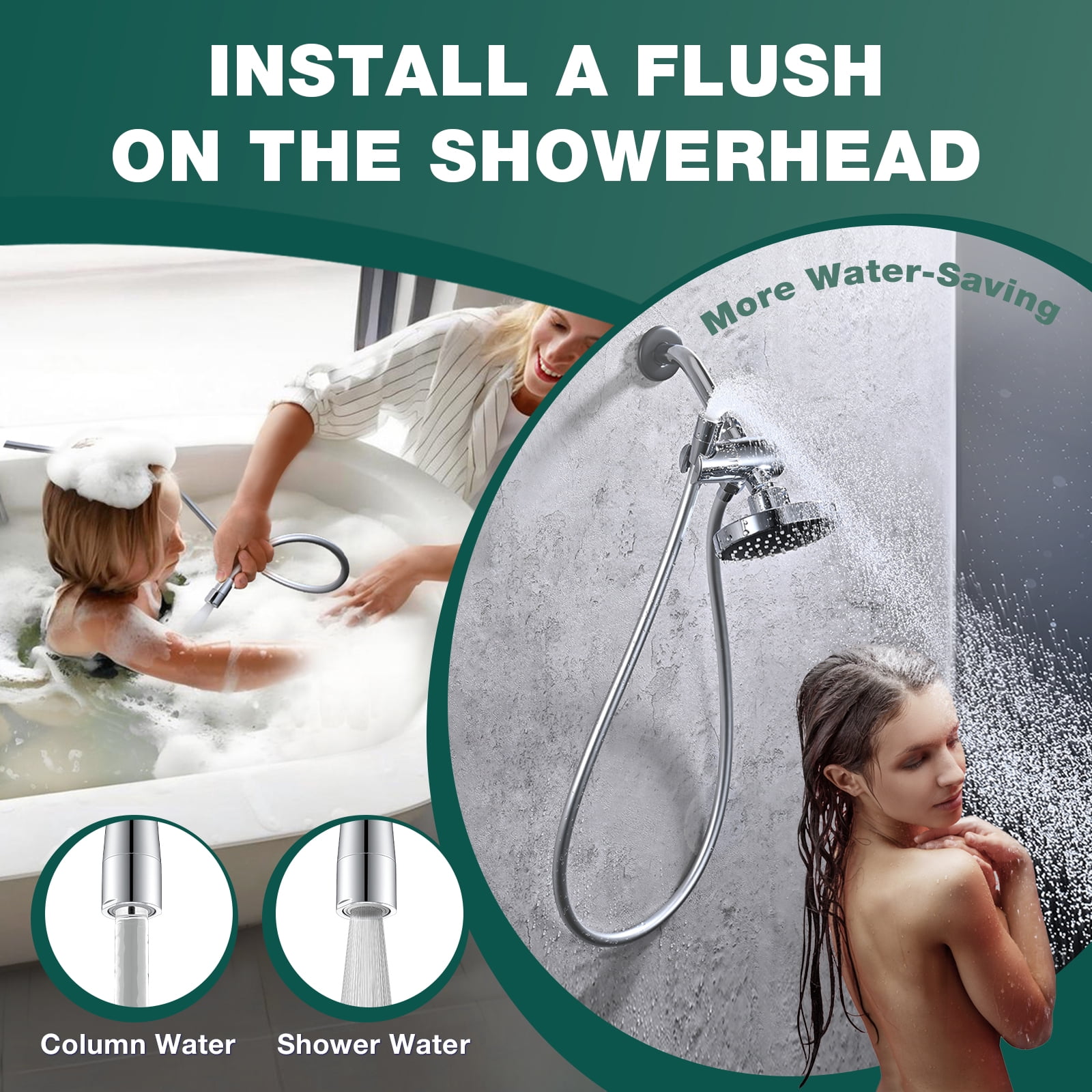 JASYA Shower Hand Hose with 2-Mode Bidet Nozzle, Flexible PVC Replacement Hose (Silver, 6 ft) vea66