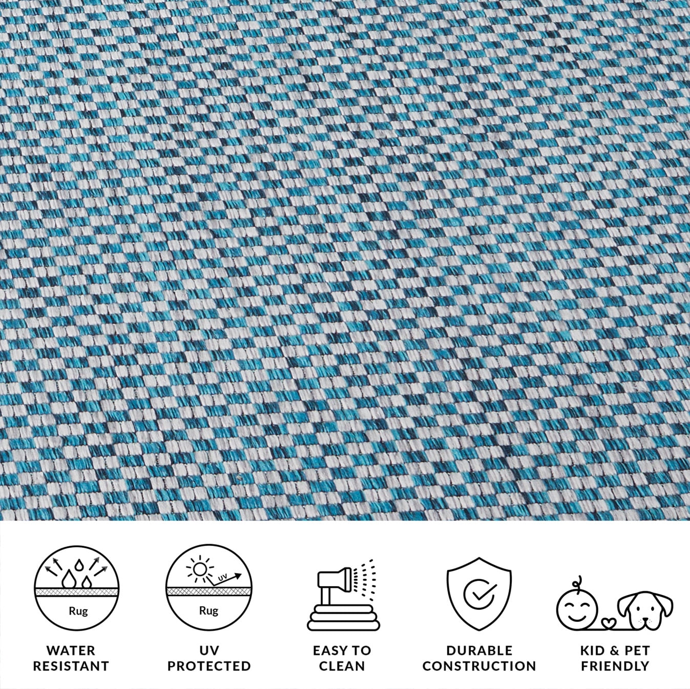 Safavieh Courtyard Blair Checkered Indoor/Outdoor Area Rug (Turquoise/Light Grey, 2 ft x 3.58 ft) d9t69