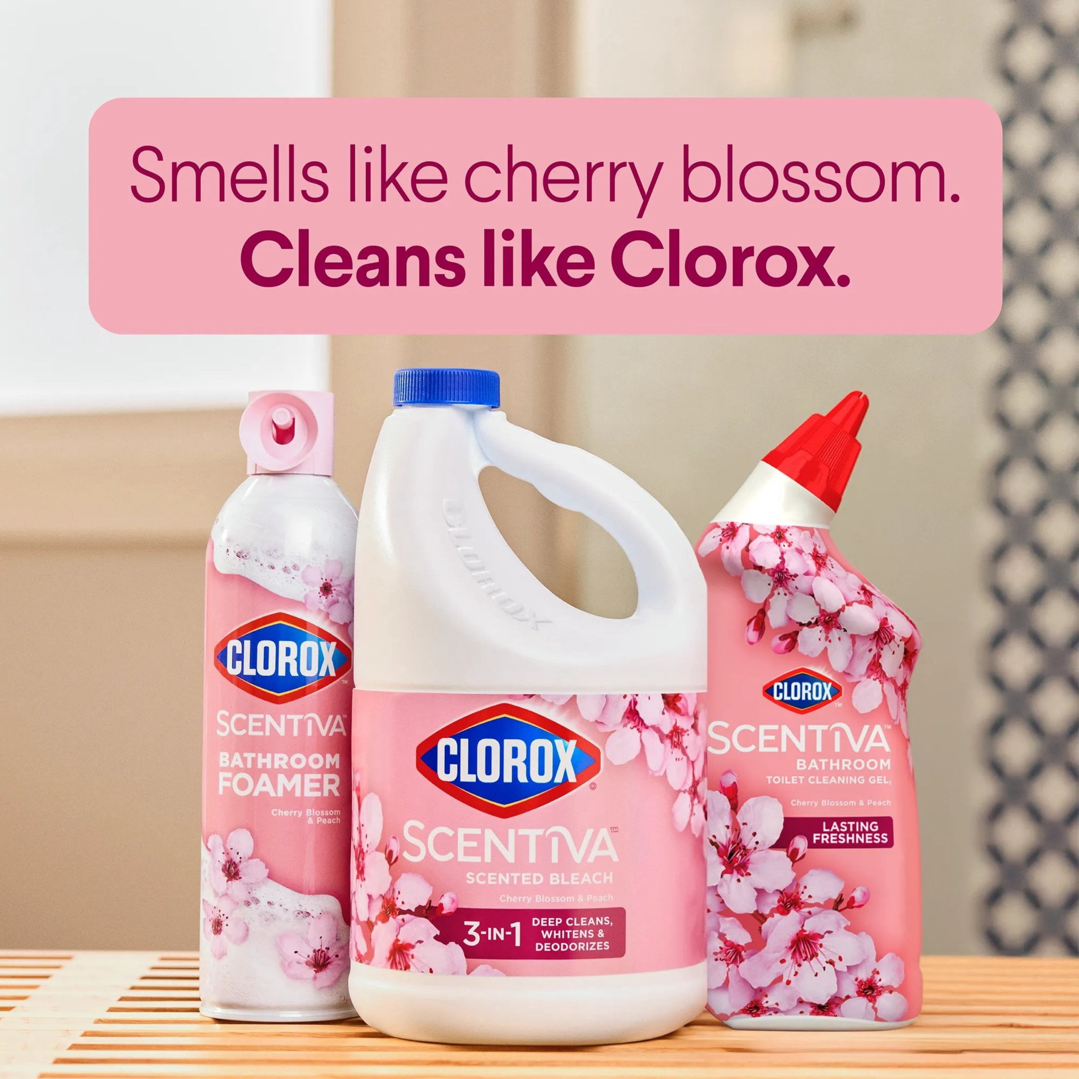 Clorox Scentiva Bathroom Foamer Cleaner, Cherry Blossom and Peach Scent (20 oz) r73e5