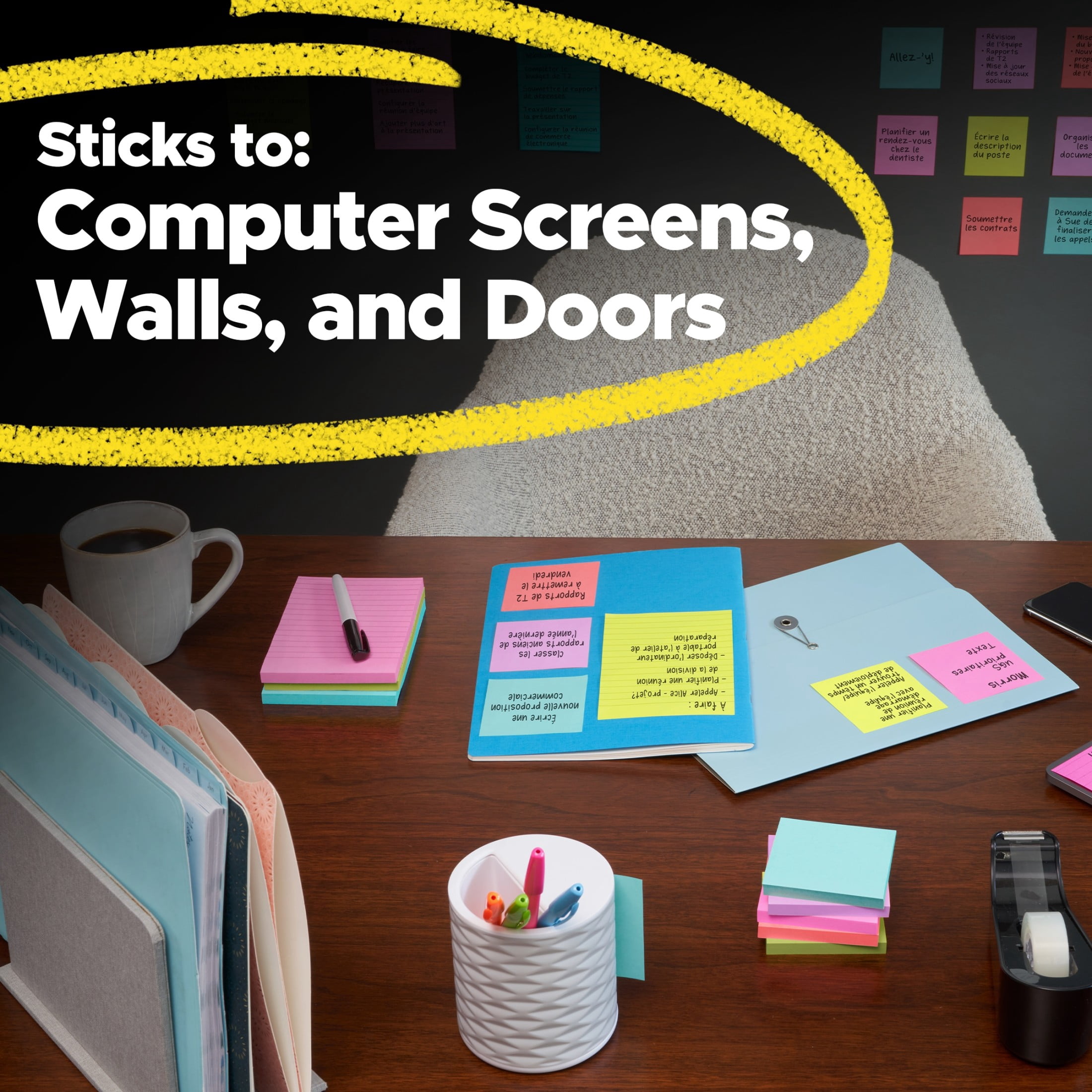 Post-it Super Sticky Lined Notes, Extra Adhesive Reminders for Office and School (Canary Yellow, 4 in x 6 in, 5 Pads) vmvhi