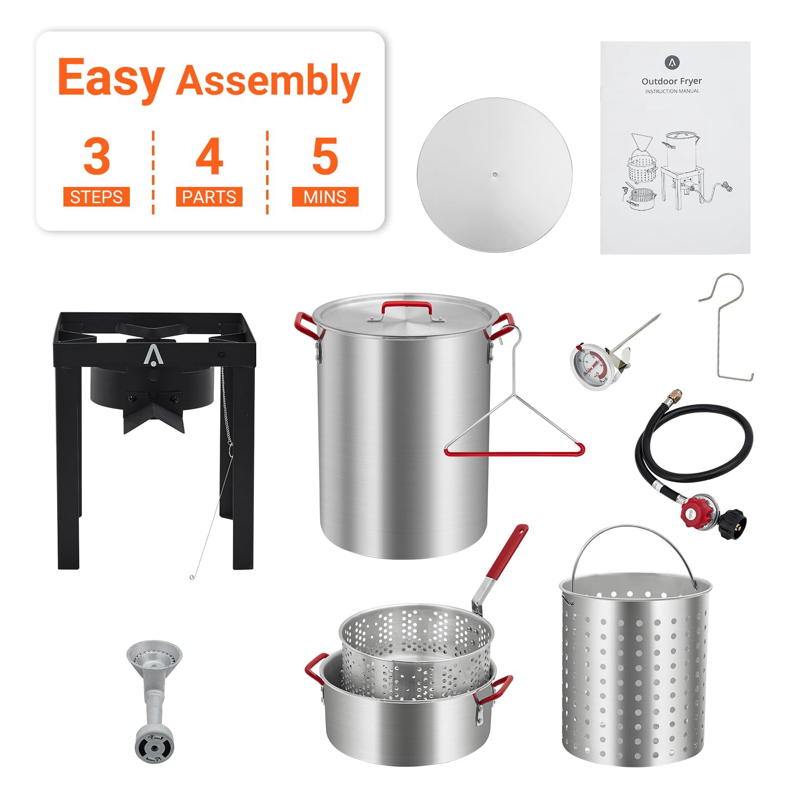 Broadfashion Outdoor Propane Turkey Fryer and Fish Fryer Combo Set (30 Qt and 10 Qt) oicpk