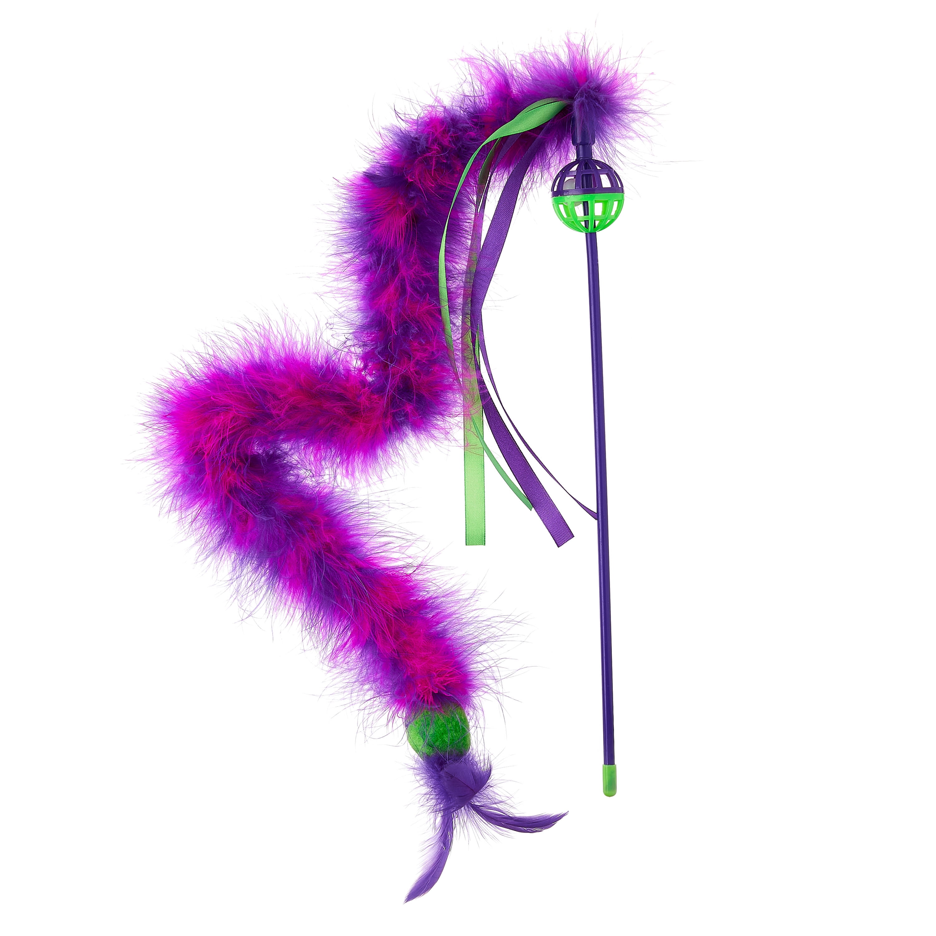 Vibrant Life Feather Wand Cat Toy Interactive Teaser with Bell (Multi-color, 1 Pack) 9gr7p