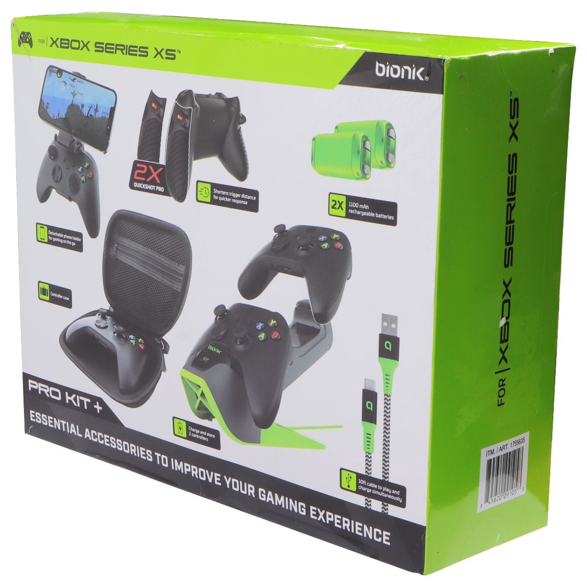 Bionik XS Neon Pro Gaming Accessory Kit for Xbox Series (Green/Black, 1 Kit) h7jg3