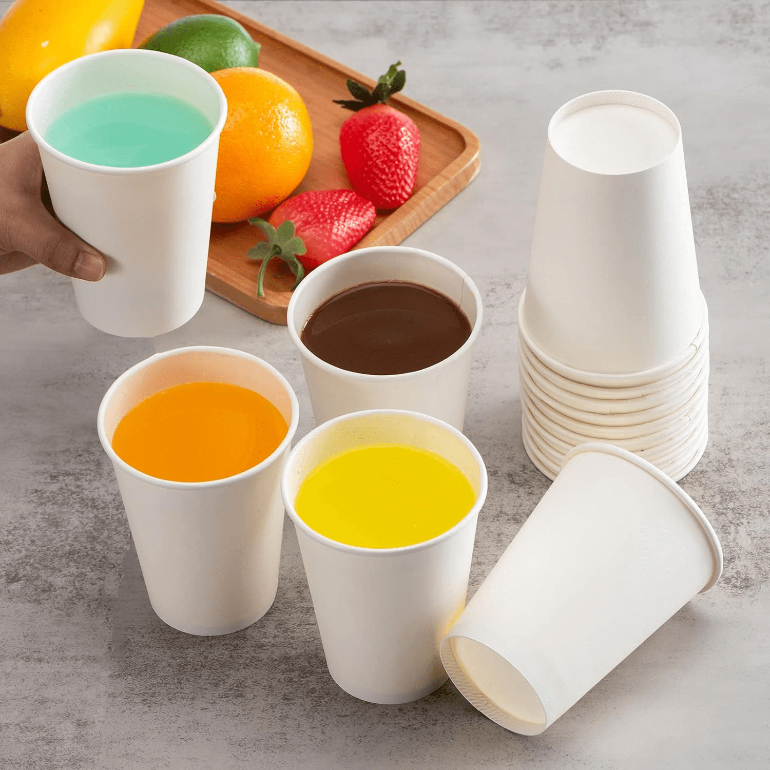 Alpacasso Disposable Paper Cups for Hot and Cold Beverages (White, 100 Pack, 12 oz) dmrwj