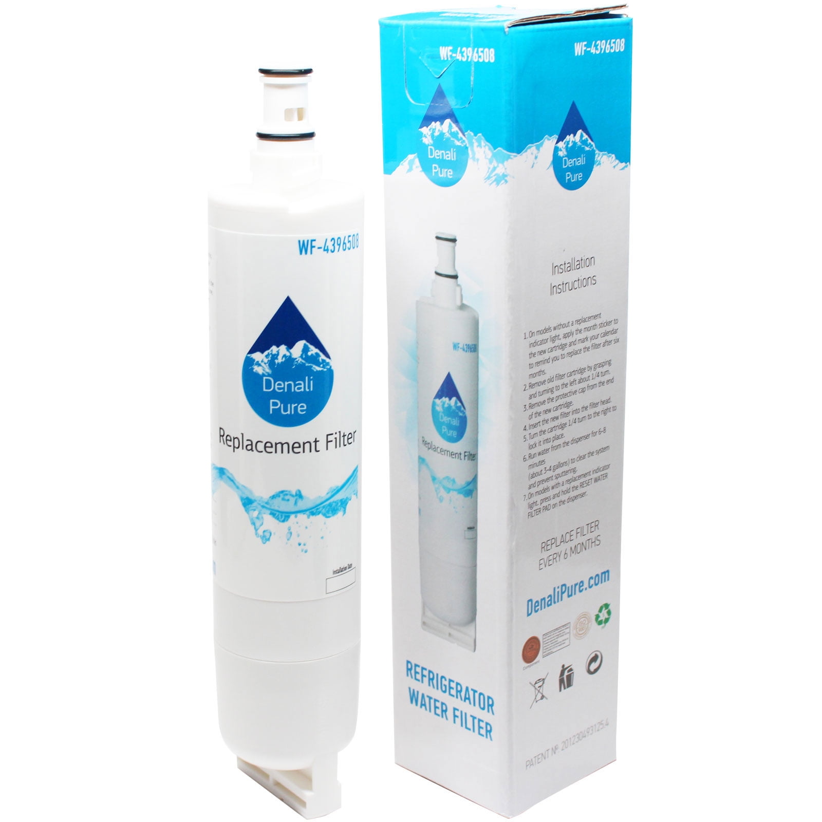 Denali Pure Refrigerator Water Filter for Whirlpool 4396508 and 4396510 (1 Pack) fiems