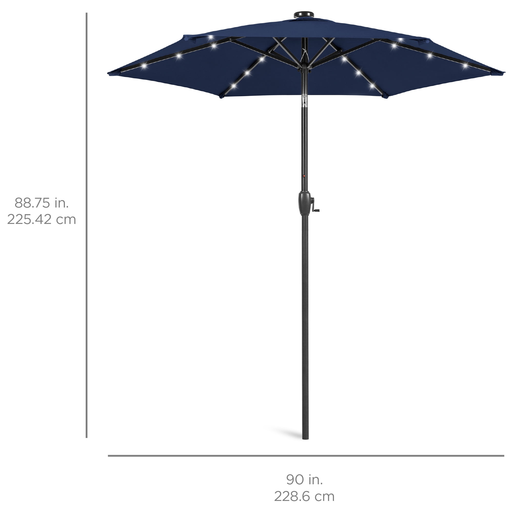 Best Choice Products Solar LED Patio Umbrella with Tilt and Crank (Navy Blue, 7.5 ft) v2i61