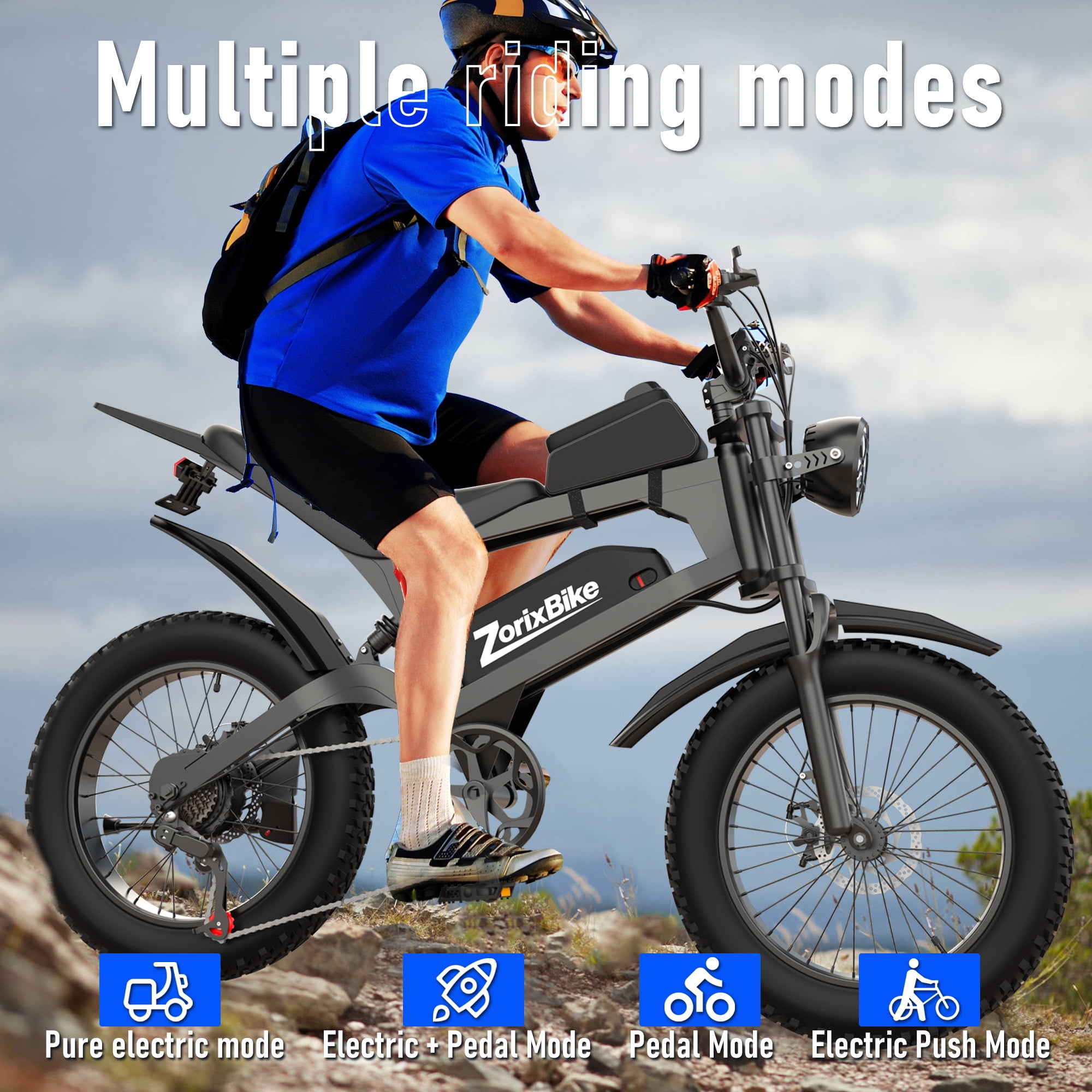Loonfat R8 Electric Mountain Bike, 1500W Motor, 20 in x 4 in Fat Tire Ebike, 48V UL2849 Certified (Black, One Size) he7mm
