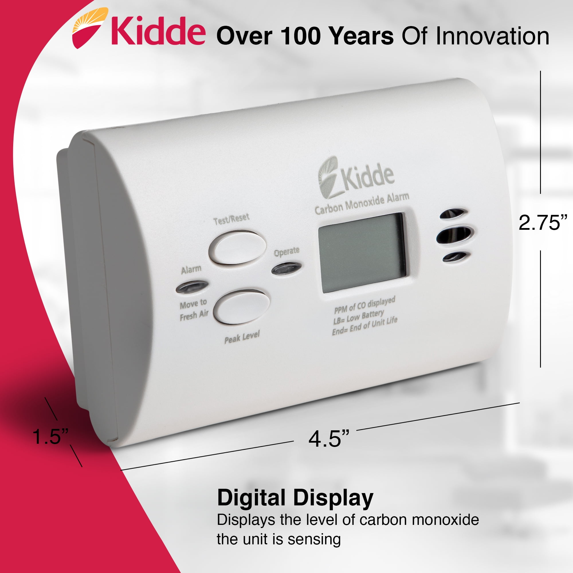 Kidde Carbon Monoxide Alarm with Digital Display (2 Pack) zp8yi