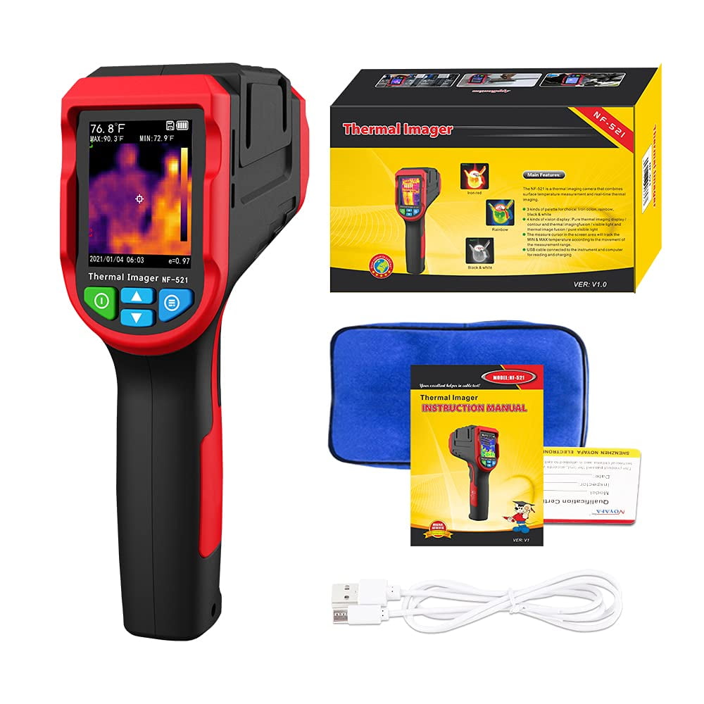 NOYAFA NF-521 Infrared Thermal Imaging Camera, Handheld Industrial Thermal Imager with 2.4 in LCD Display (Red) pid5x