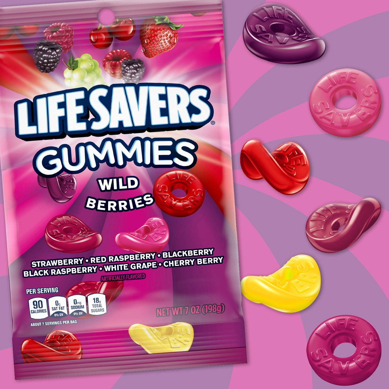 Life Savers Gummies, Wild Berries Fruit Gummy Candy (Assorted Flavors, 7 oz) s974w