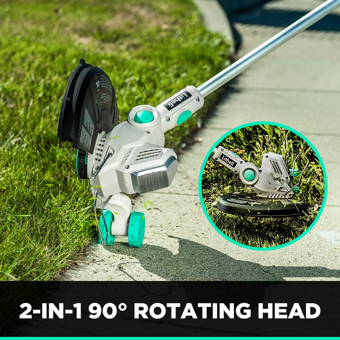 Litheli 40V Cordless String Trimmer and Wheeled Edger, Battery Powered Grass Trimmer with 2.0Ah Battery and Charger (13 in) u0spl