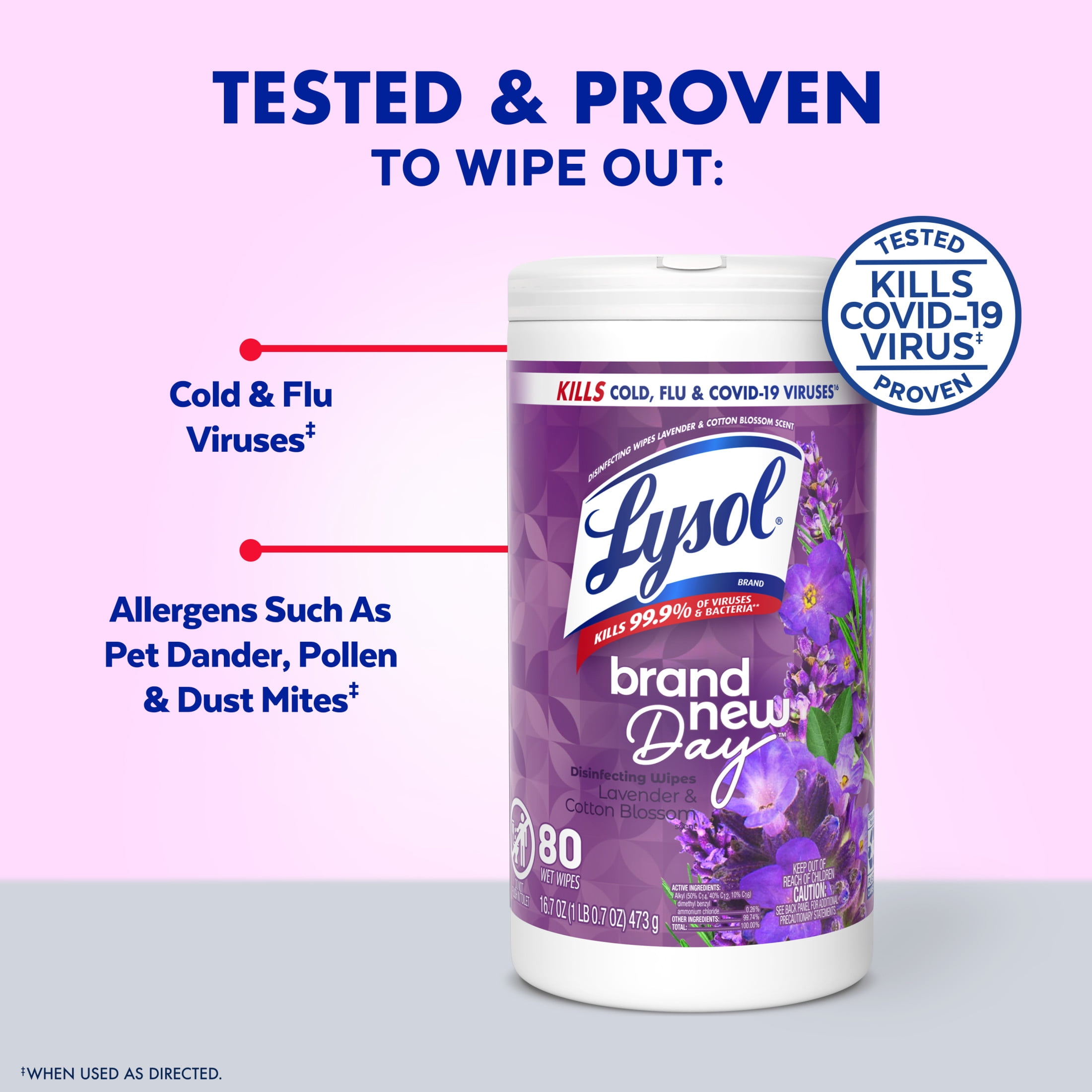 Lysol Multi-Surface Disinfectant Cleaning Wipes, Lavender & Cotton Blossom Scent (80 Count) 0hd51