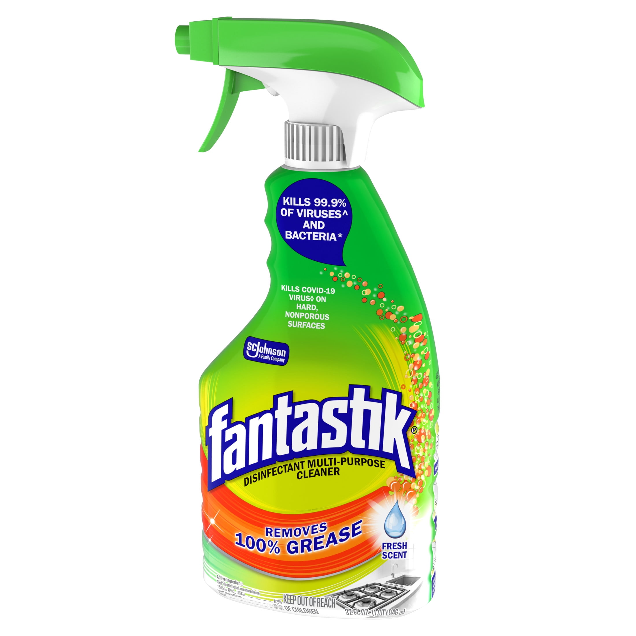 Fantastik All-Purpose Disinfectant Cleaner for Kitchen and Appliances (Fresh Scent, 32 oz) 71npa