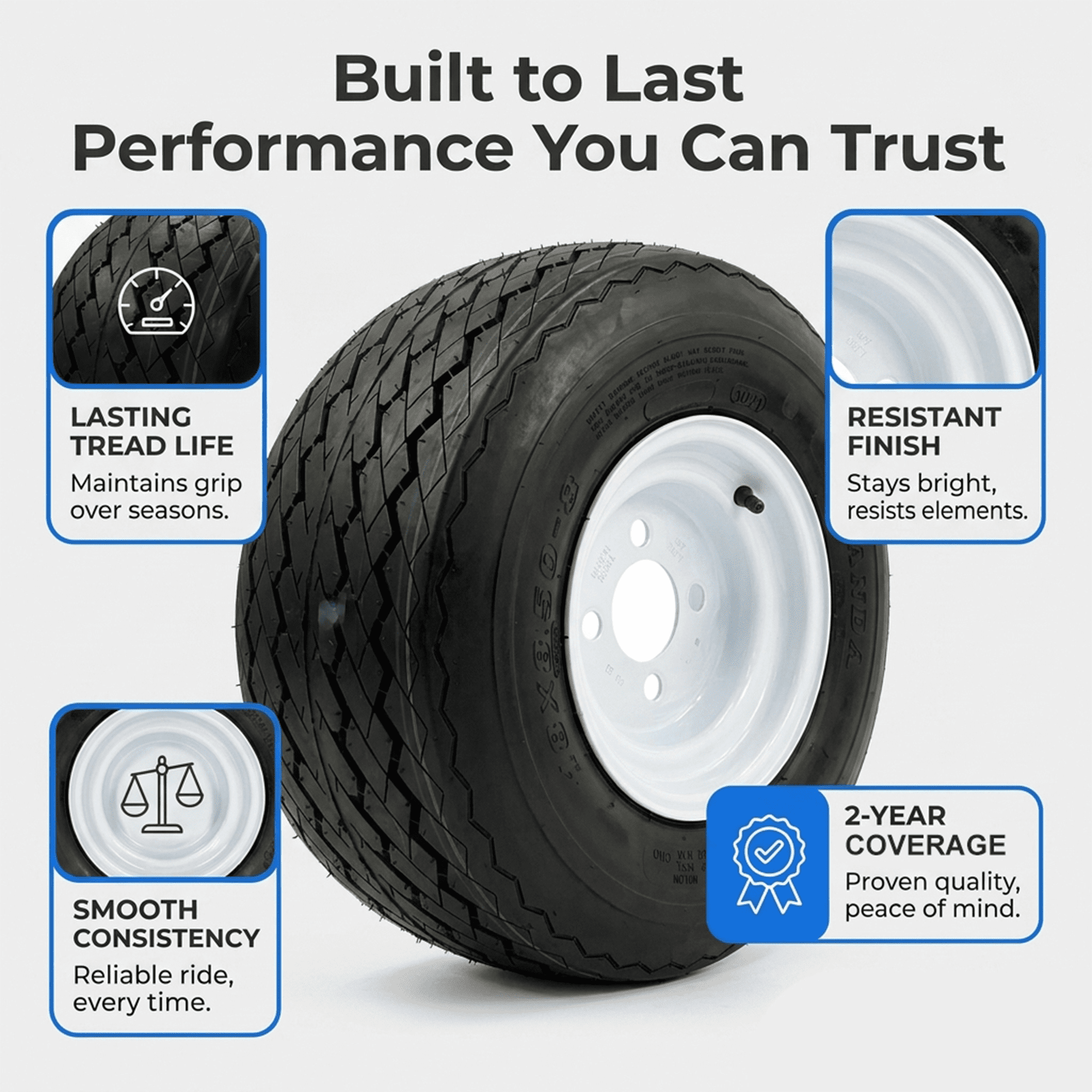 eCustomRim Golf Cart Tires and Rims Set (White, 18x8.50-8, 2-Pack) hisnx