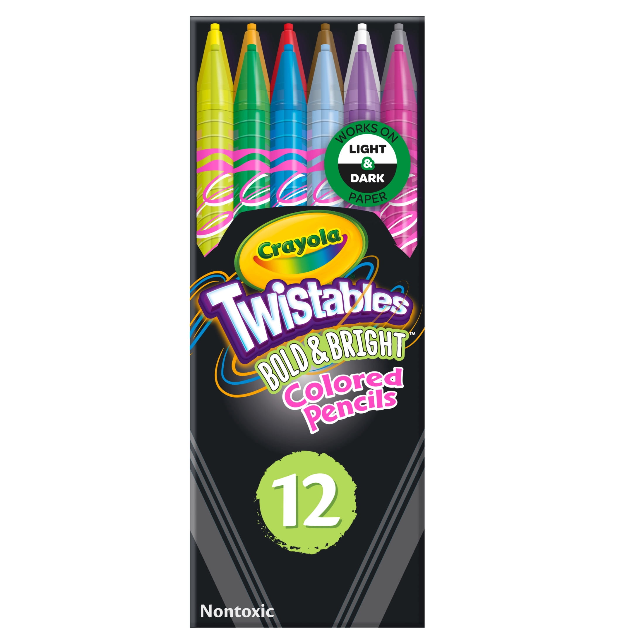 Crayola Twistables Colored Pencils Set, Bold & Bright, Non-Toxic Drawing Supplies (Assorted Colors, 12 Count) gyr0m