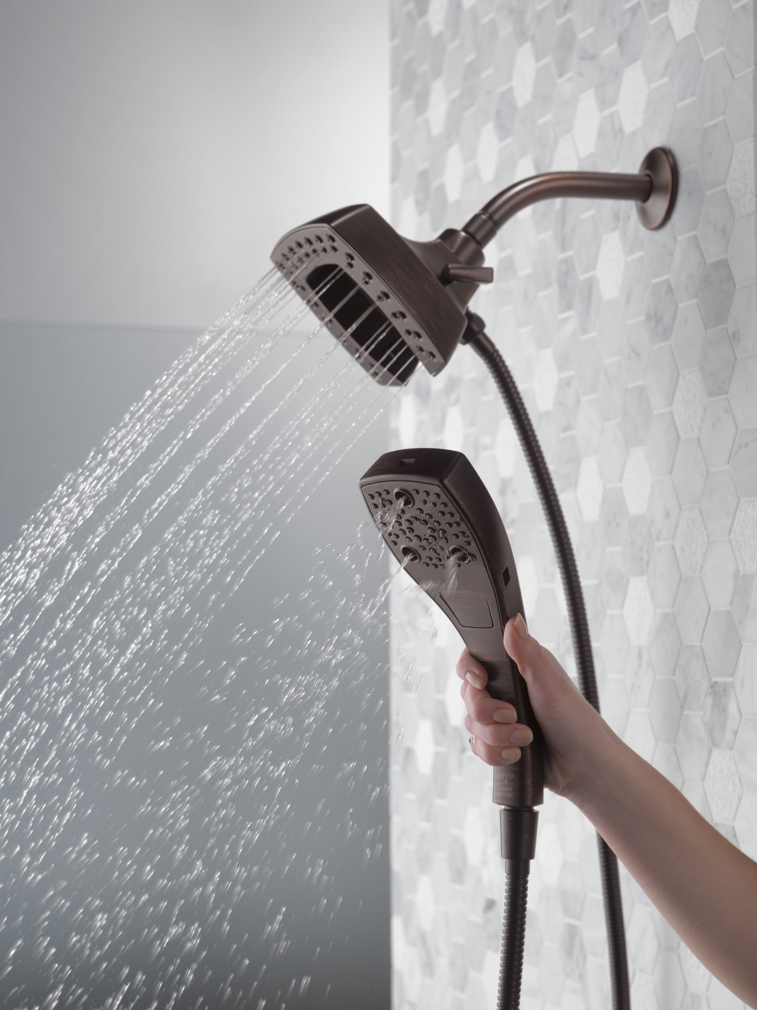 Delta Faucet In2ition 5-Setting Two-in-One Shower Head and Hand Shower (Venetian Bronze) 7je15
